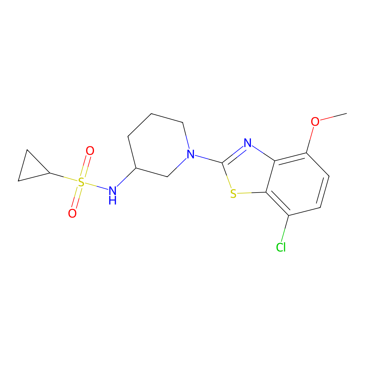 N-[1-(7-chloro-4-methoxy-1,3-benzothiazol-2-yl)piperidin-3-yl]cyclopropanesulfonamide molecular structure, CAS 2640961-30-2