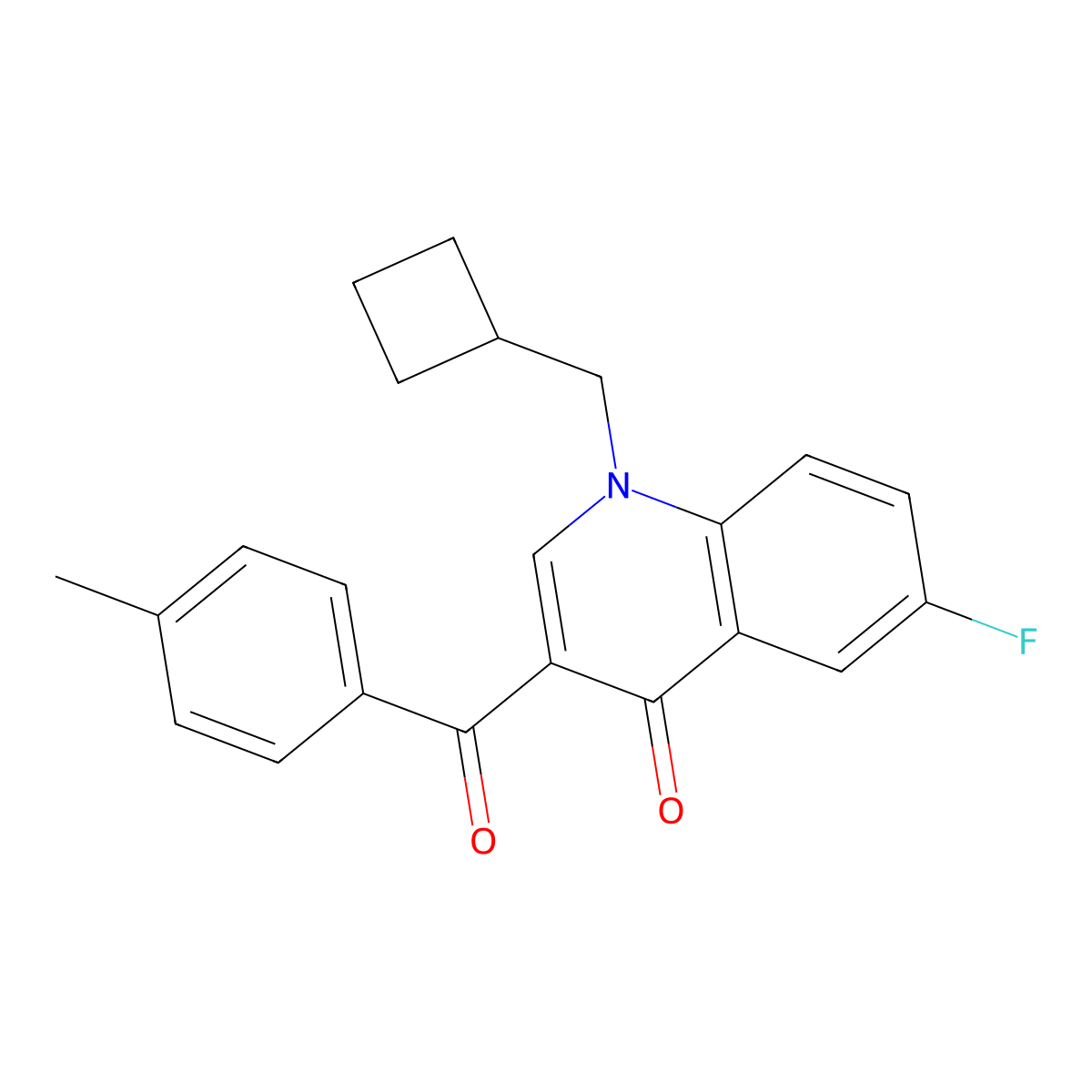 1-(Cyclobutylmethyl)-6-fluoro-3-(4-methylbenzoyl)-1,4-dihydroquinolin-4-one molecular structure, CAS 2640961-34-6