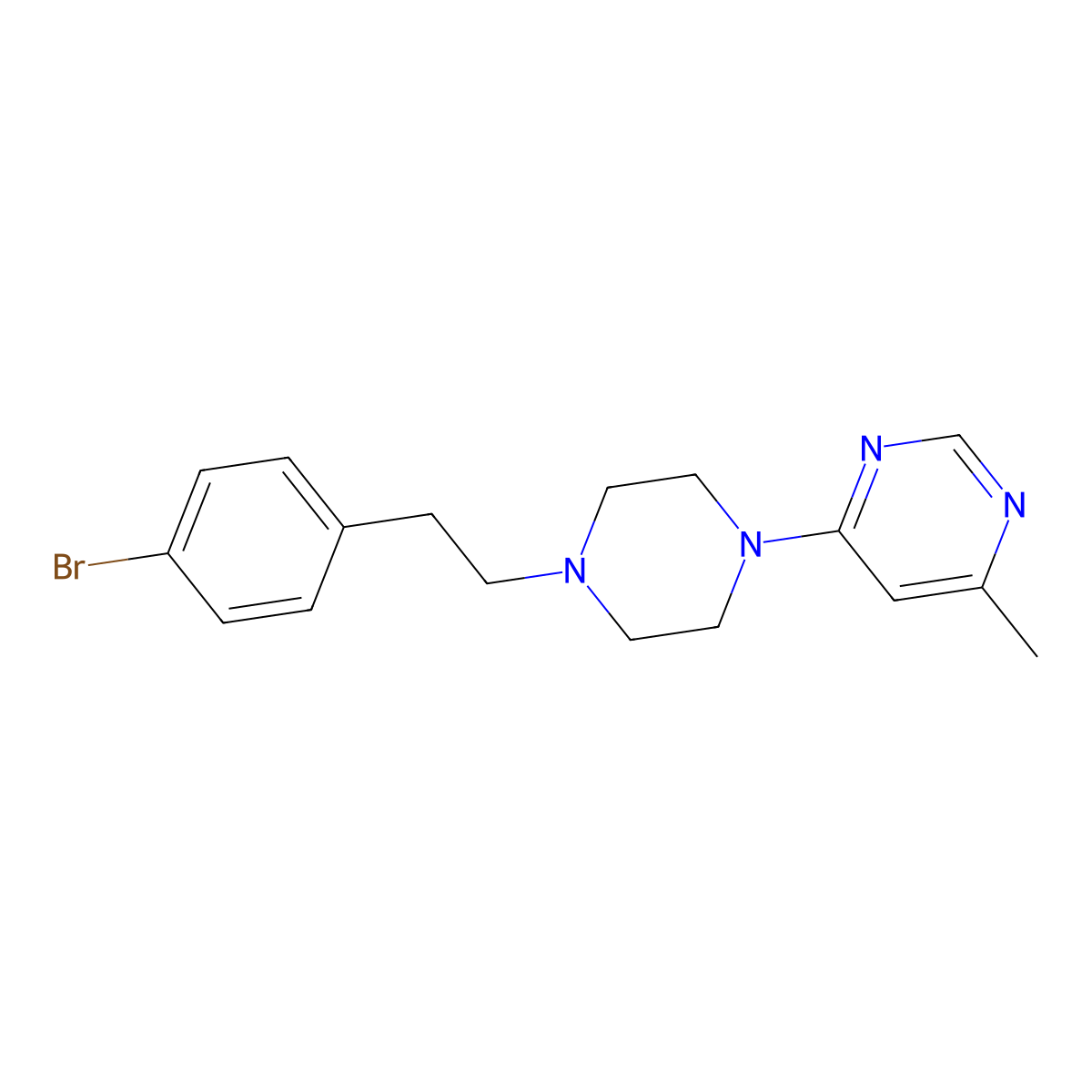 4-{4-[2-(4-Bromophenyl)ethyl]piperazin-1-yl}-6-methylpyrimidine molecular structure, CAS 2640961-35-7