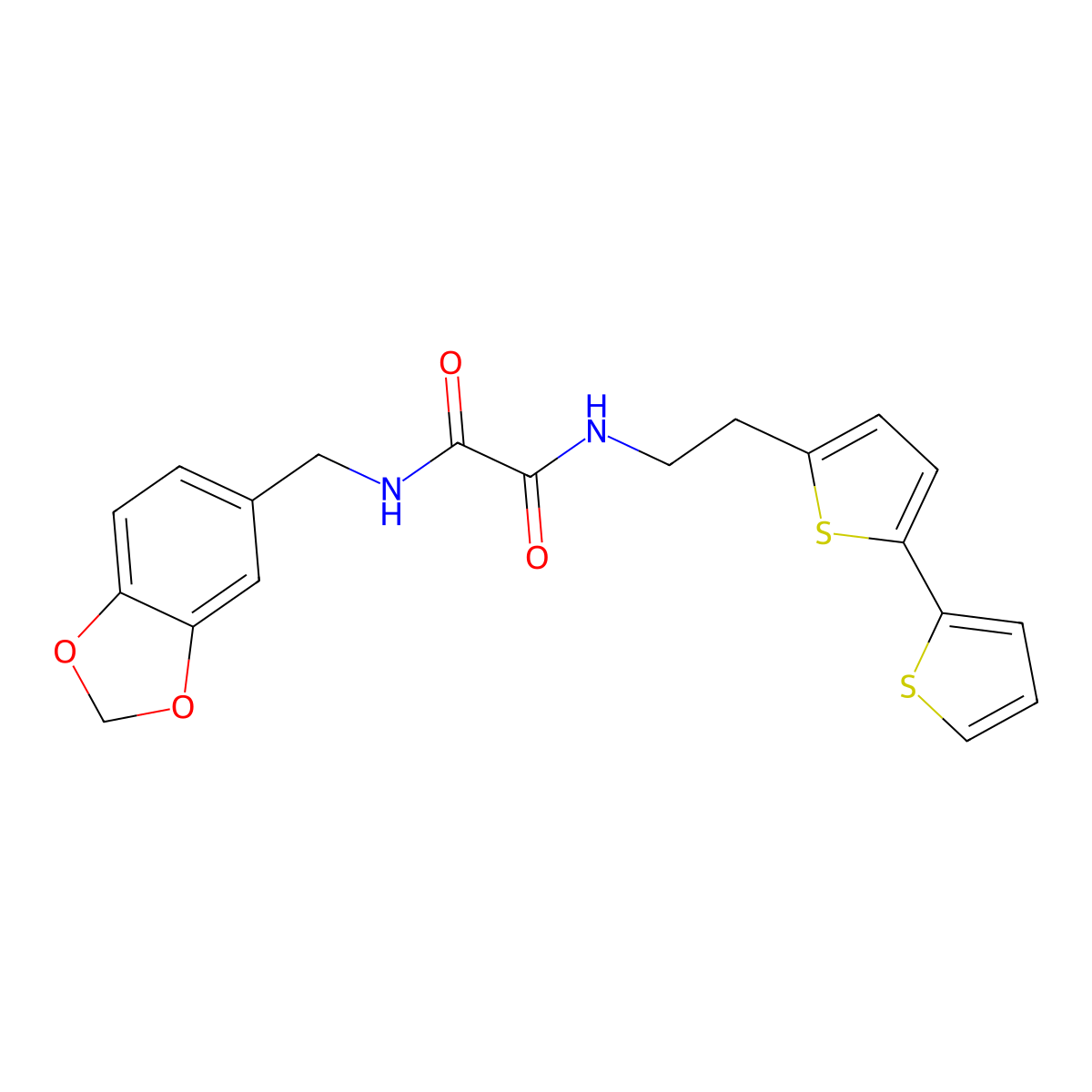 N'-[(2H-1,3-benzodioxol-5-yl)methyl]-N-(2-{[2,2'-bithiophene]-5-yl}ethyl)ethanediamide molecular structure, CAS 2640961-47-1