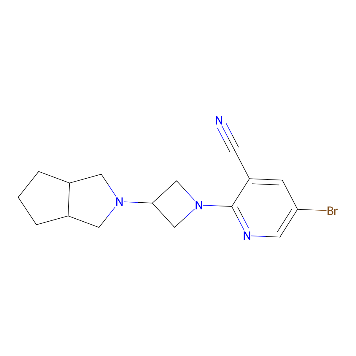 5-Bromo-2-(3-{octahydrocyclopenta[c]pyrrol-2-yl}azetidin-1-yl)pyridine-3-carbonitrile molecular structure, CAS 2640961-54-0