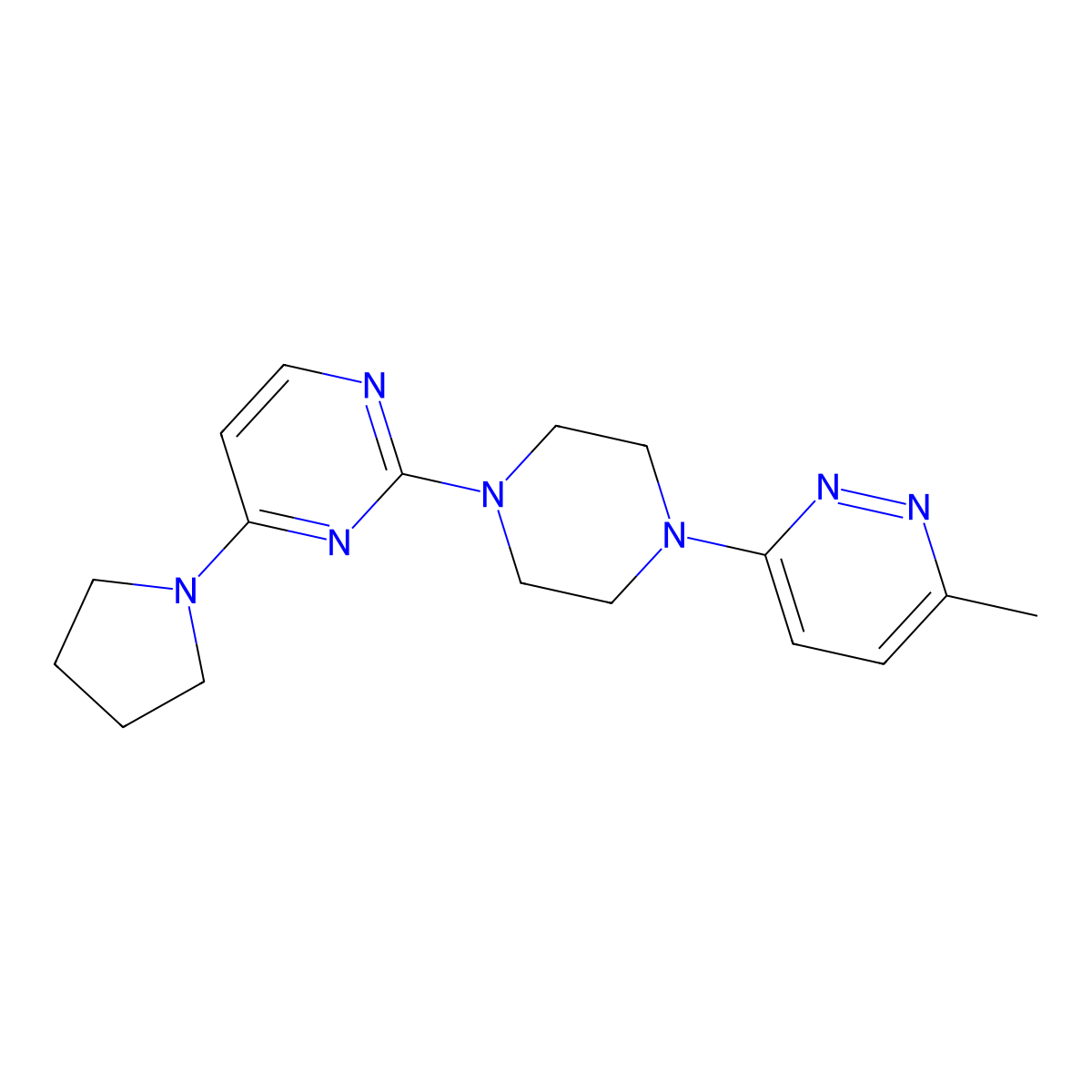 2-[4-(6-Methylpyridazin-3-yl)piperazin-1-yl]-4-(pyrrolidin-1-yl)pyrimidine molecular structure, CAS 2640961-58-4