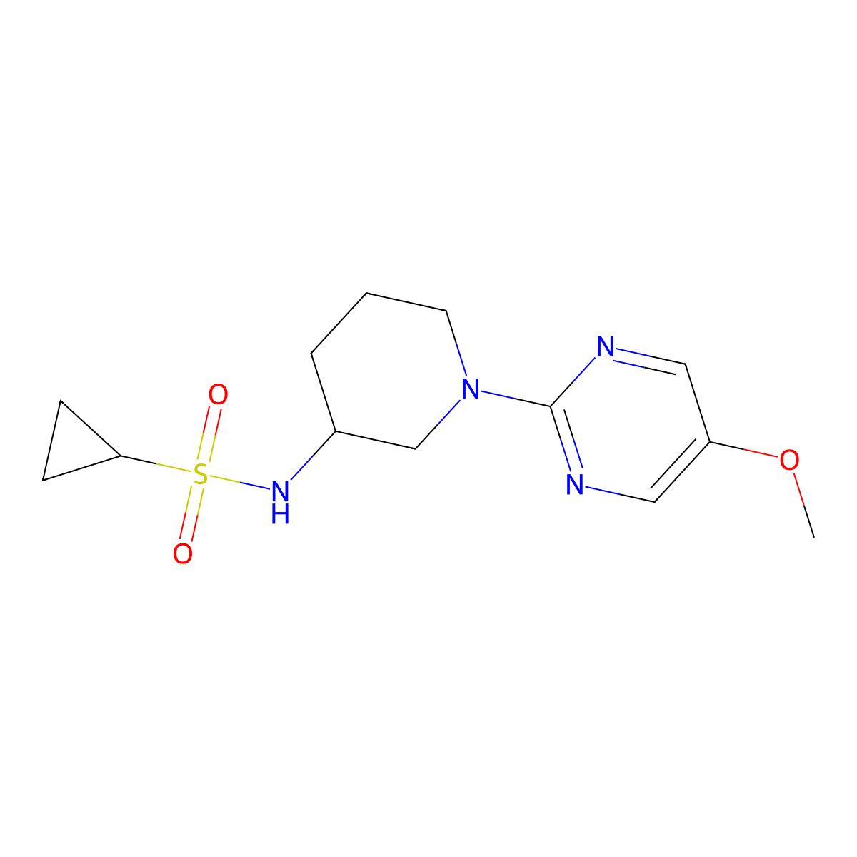 N-[1-(5-methoxypyrimidin-2-yl)piperidin-3-yl]cyclopropanesulfonamide molecular structure, CAS 2640961-62-0