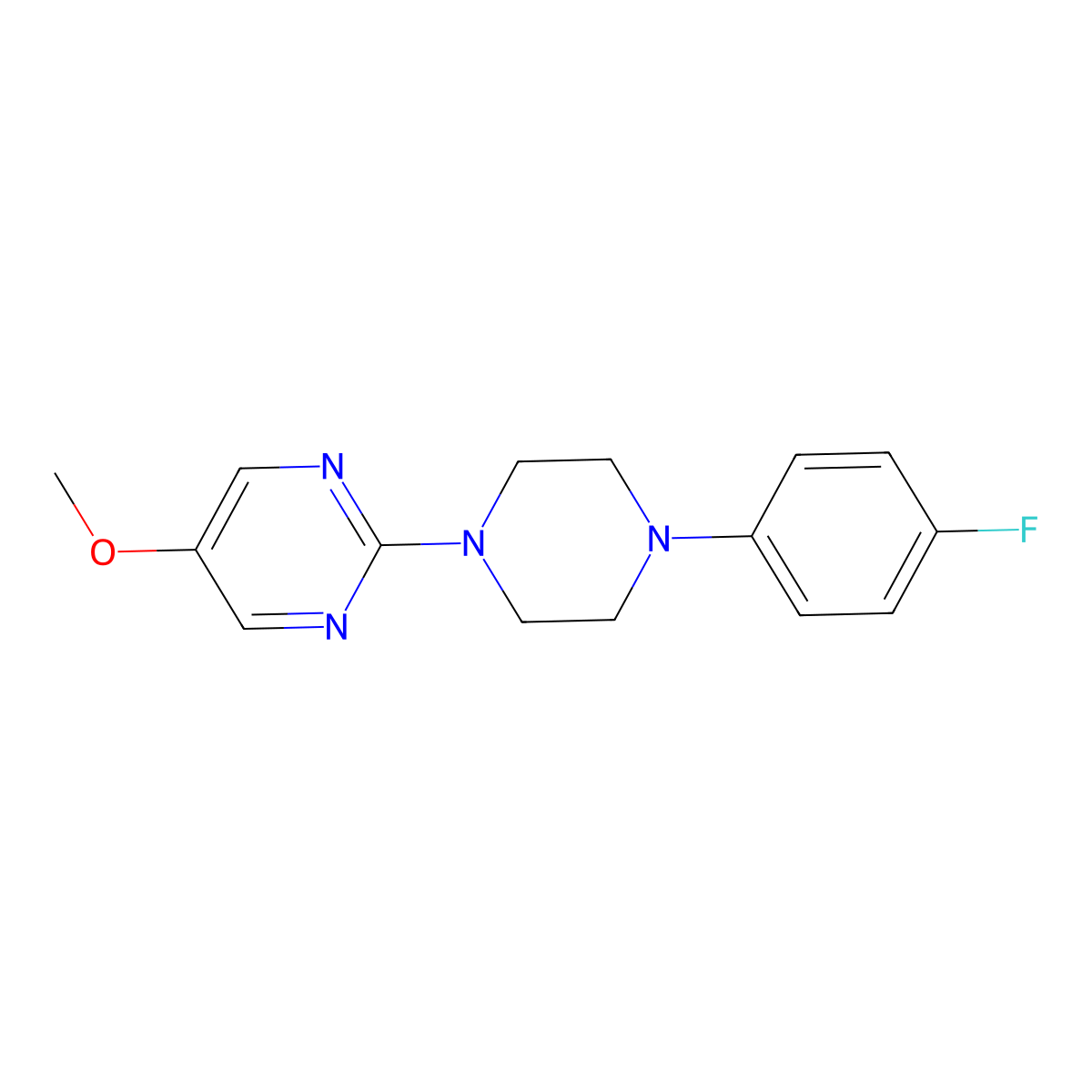2-[4-(4-Fluorophenyl)piperazin-1-yl]-5-methoxypyrimidine molecular structure, CAS 2640961-64-2