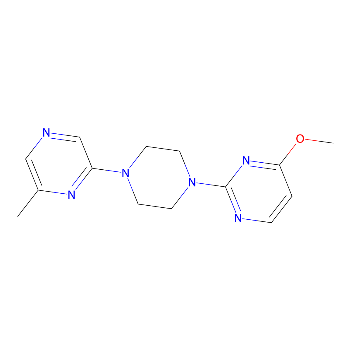 4-Methoxy-2-[4-(6-methylpyrazin-2-yl)piperazin-1-yl]pyrimidine molecular structure, CAS 2640961-77-7