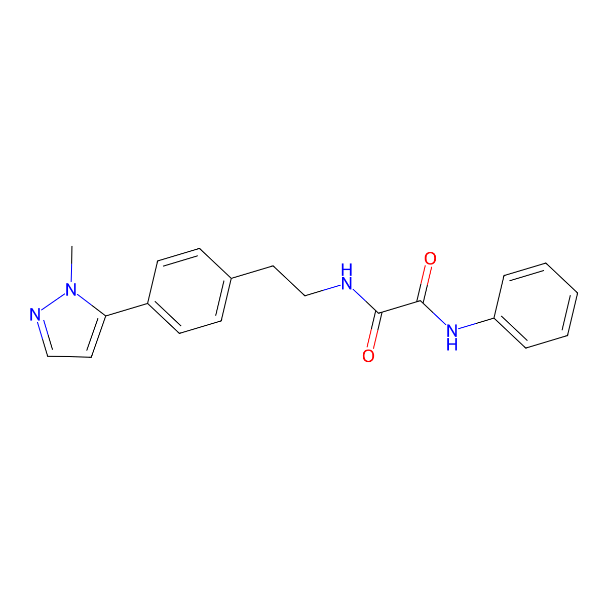 N-{2-[4-(1-methyl-1H-pyrazol-5-yl)phenyl]ethyl}-N'-phenylethanediamide molecular structure, CAS 2640961-80-2