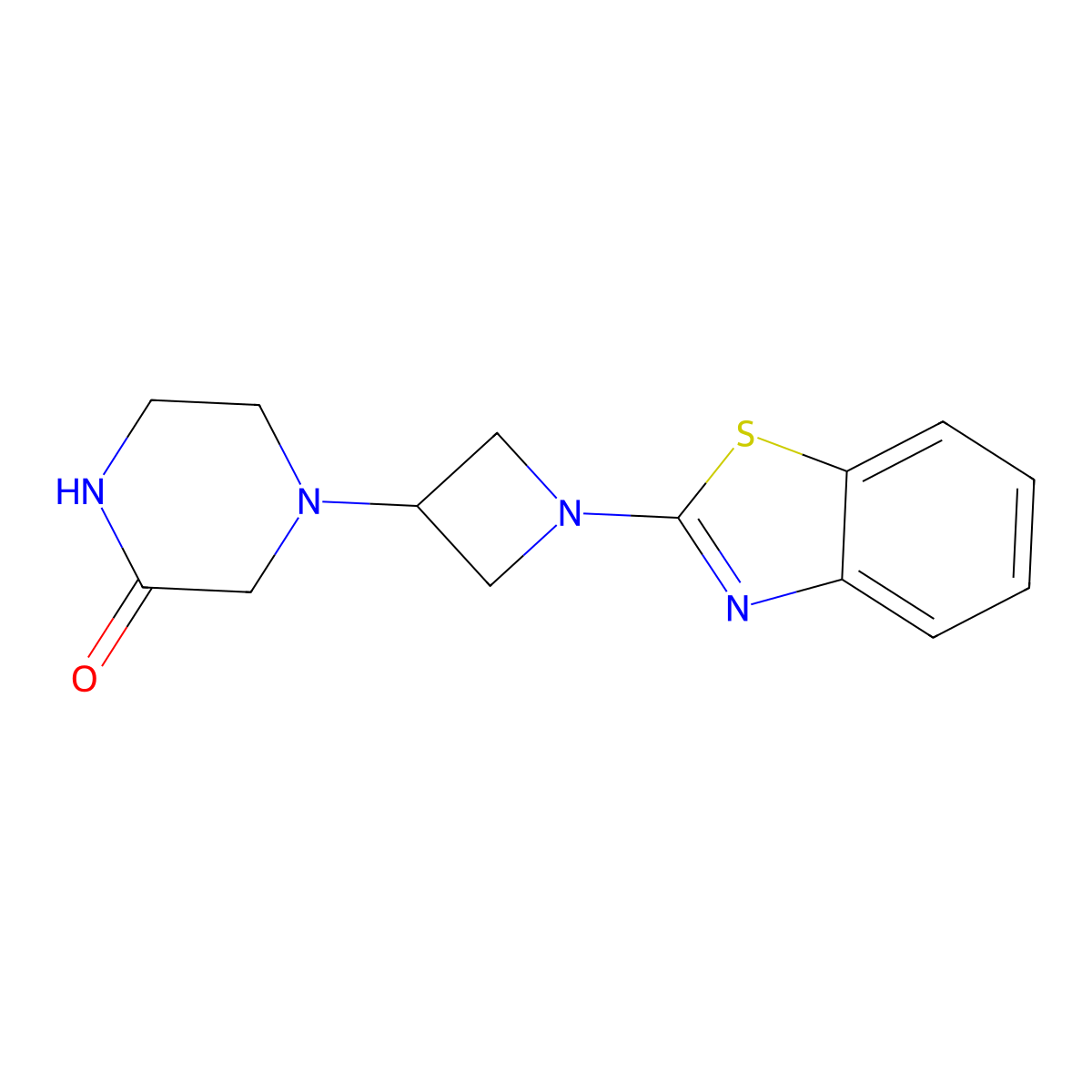 4-[1-(1,3-Benzothiazol-2-yl)azetidin-3-yl]piperazin-2-one molecular structure, CAS 2640961-87-9
