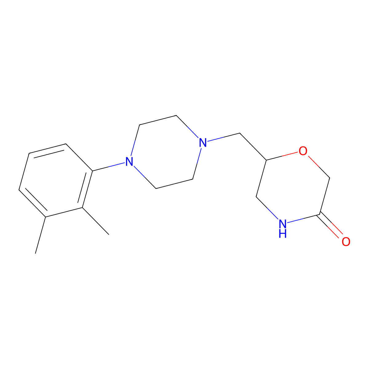 6-{[4-(2,3-Dimethylphenyl)piperazin-1-yl]methyl}morpholin-3-one molecular structure, CAS 2640961-89-1