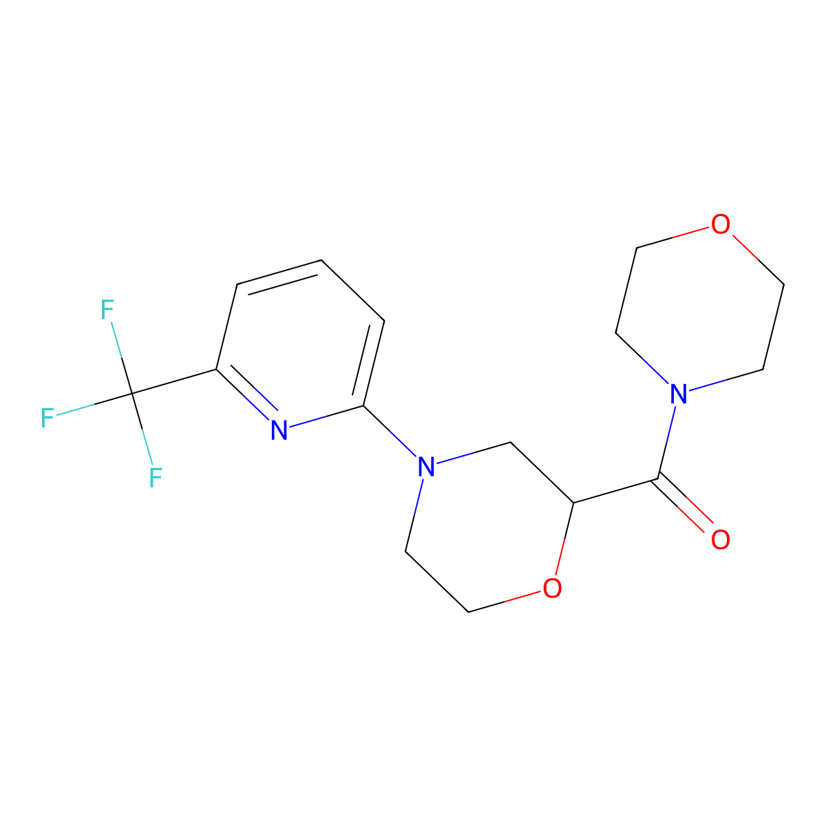 2-(Morpholine-4-carbonyl)-4-[6-(trifluoromethyl)pyridin-2-yl]morpholine molecular structure, CAS 2640961-92-6