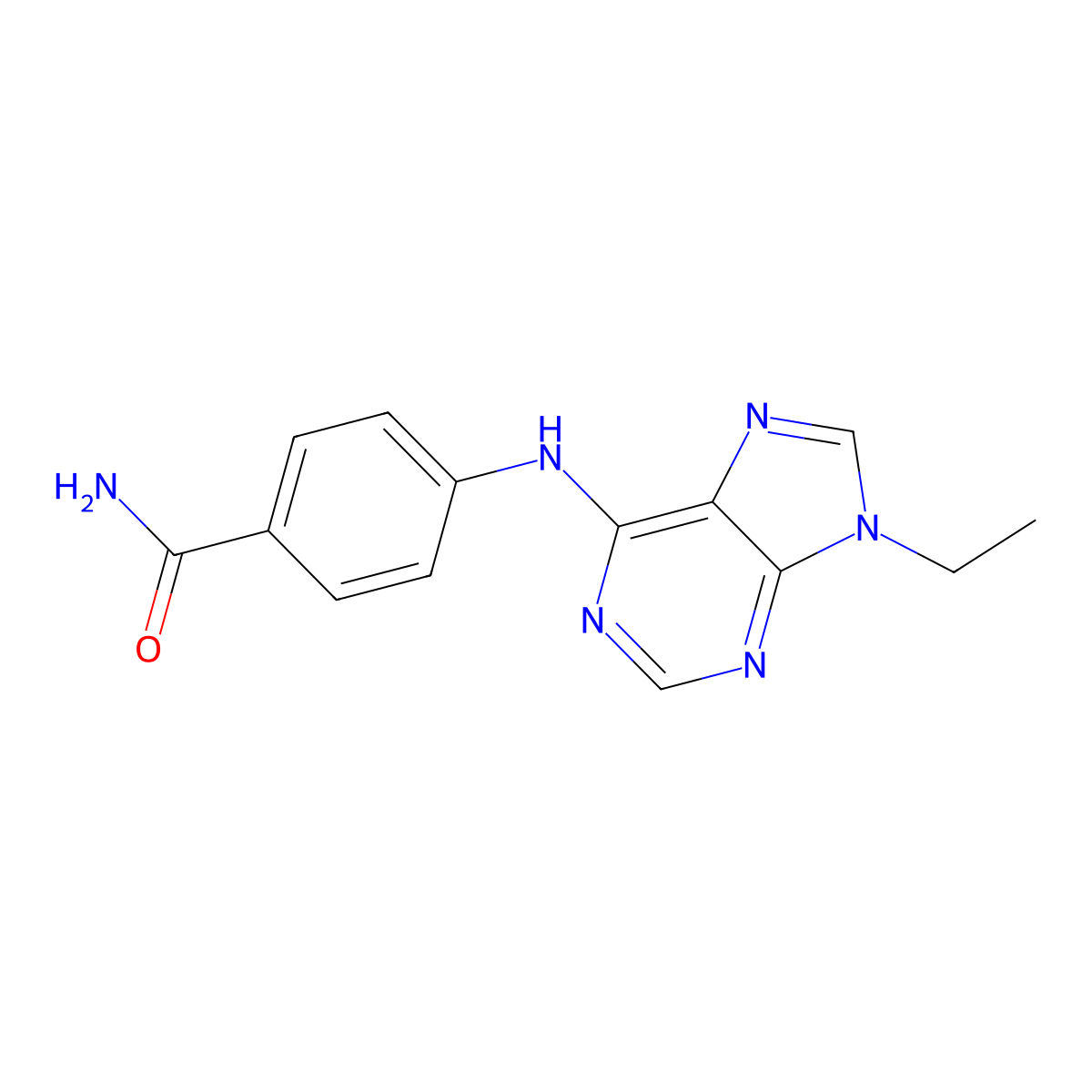 4-[(9-ethyl-9H-purin-6-yl)amino]benzamide molecular structure, CAS 2640961-99-3