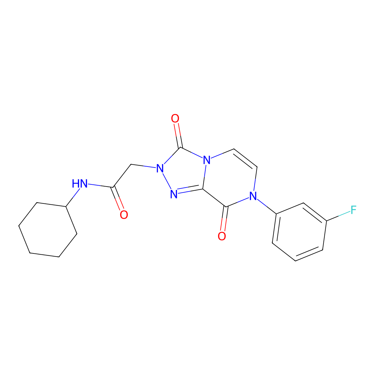 N-cyclohexyl-2-[7-(3-fluorophenyl)-3,8-dioxo-2H,3H,7H,8H-[1,2,4]triazolo[4,3-a]pyrazin-2-yl]acetamide molecular structure, CAS 2640962-00-9