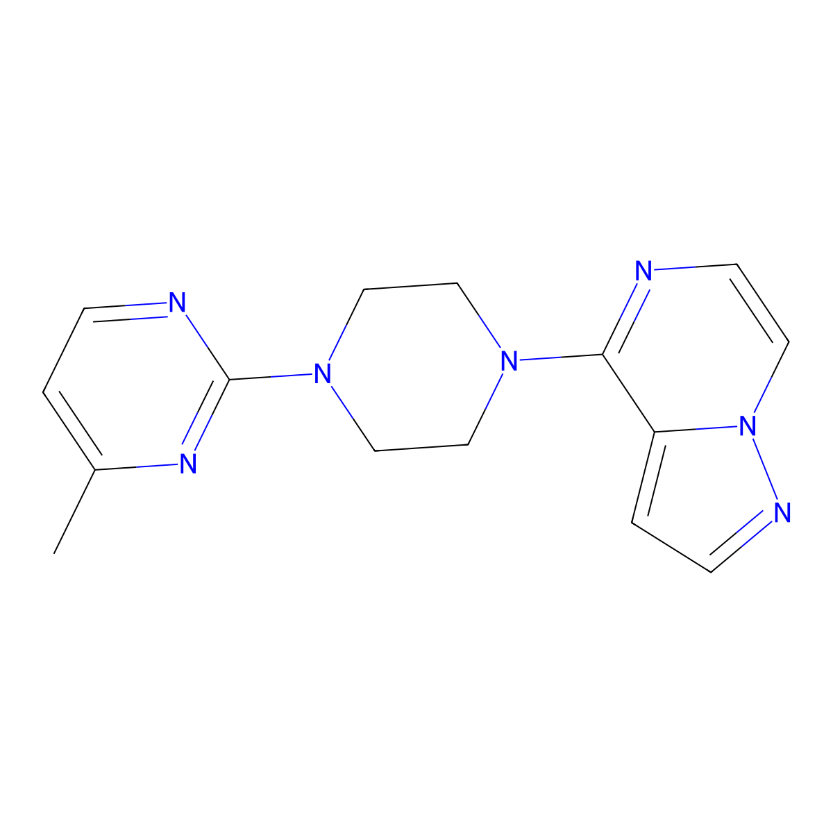 4-Methyl-2-(4-{pyrazolo[1,5-a]pyrazin-4-yl}piperazin-1-yl)pyrimidine molecular structure, CAS 2640962-05-4