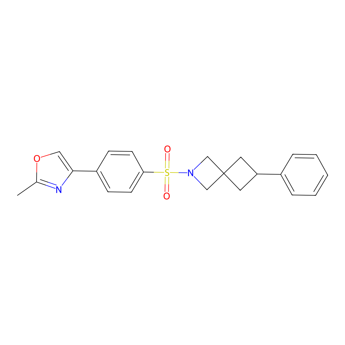 2-[4-(2-Methyl-1,3-oxazol-4-yl)benzenesulfonyl]-6-phenyl-2-azaspiro[3.3]heptane molecular structure, CAS 2640962-07-6
