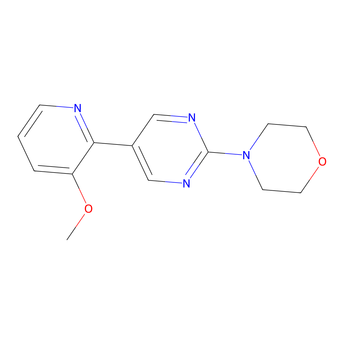 4-[5-(3-Methoxypyridin-2-yl)pyrimidin-2-yl]morpholine molecular structure, CAS 2640962-10-1