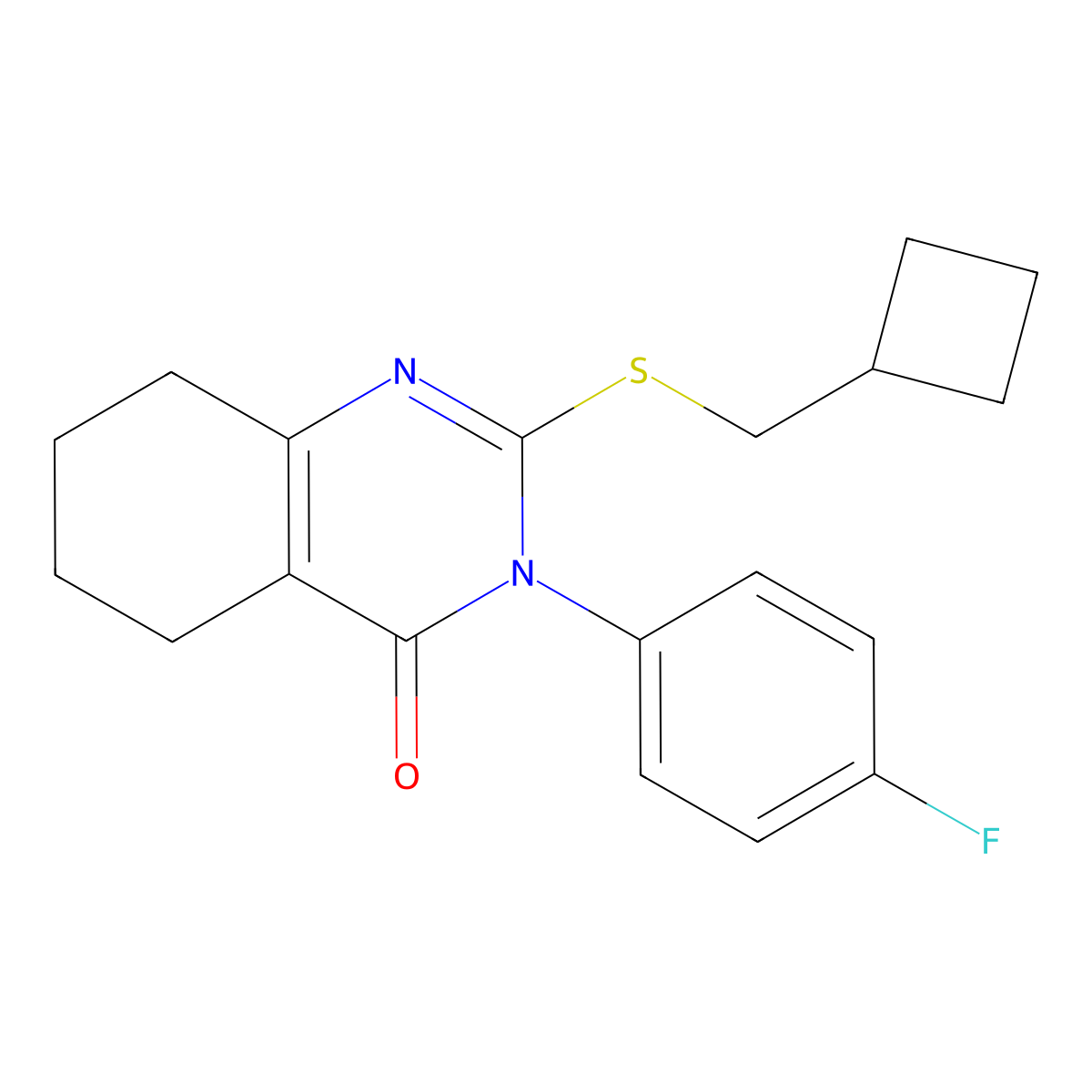 2-[(Cyclobutylmethyl)sulfanyl]-3-(4-fluorophenyl)-3,4,5,6,7,8-hexahydroquinazolin-4-one molecular structure, CAS 2640962-18-9