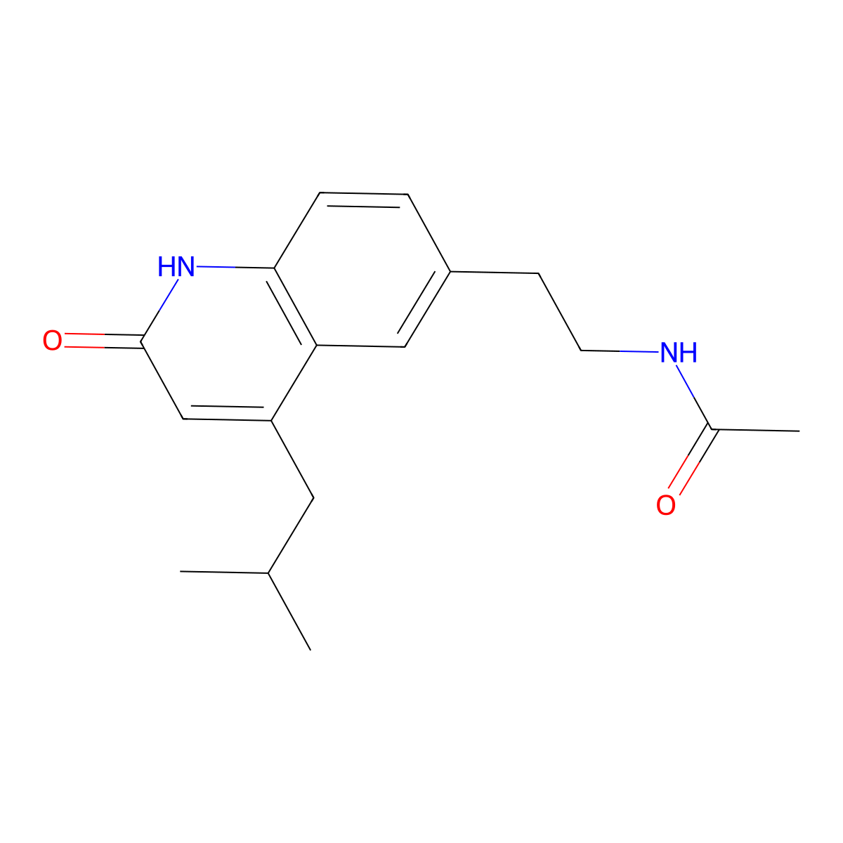 N-{2-[4-(2-methylpropyl)-2-oxo-1,2-dihydroquinolin-6-yl]ethyl}acetamide molecular structure, CAS 2640962-23-6