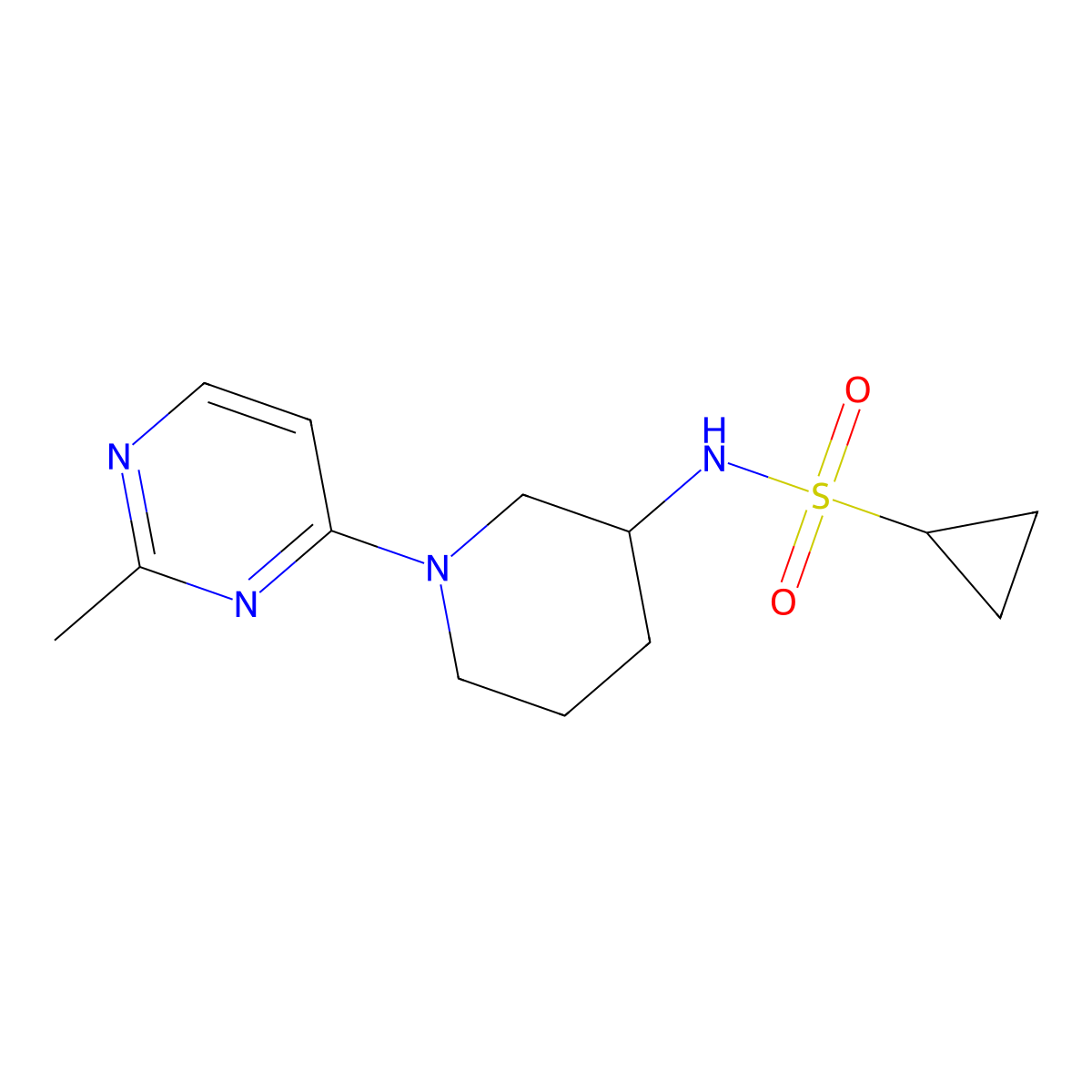 N-[1-(2-methylpyrimidin-4-yl)piperidin-3-yl]cyclopropanesulfonamide molecular structure, CAS 2640962-24-7