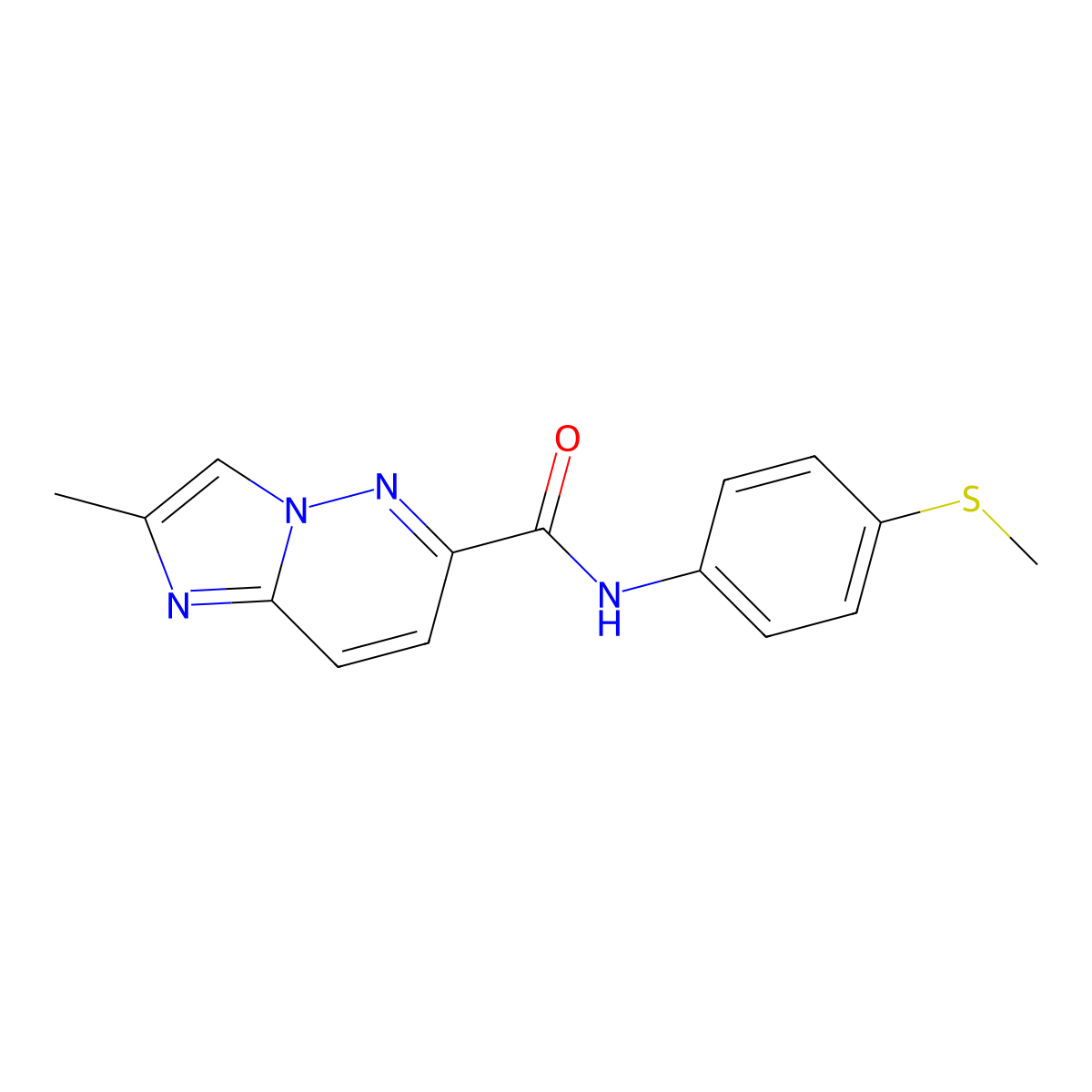 2-methyl-N-[4-(methylsulfanyl)phenyl]imidazo[1,2-b]pyridazine-6-carboxamide molecular structure, CAS 2640962-25-8