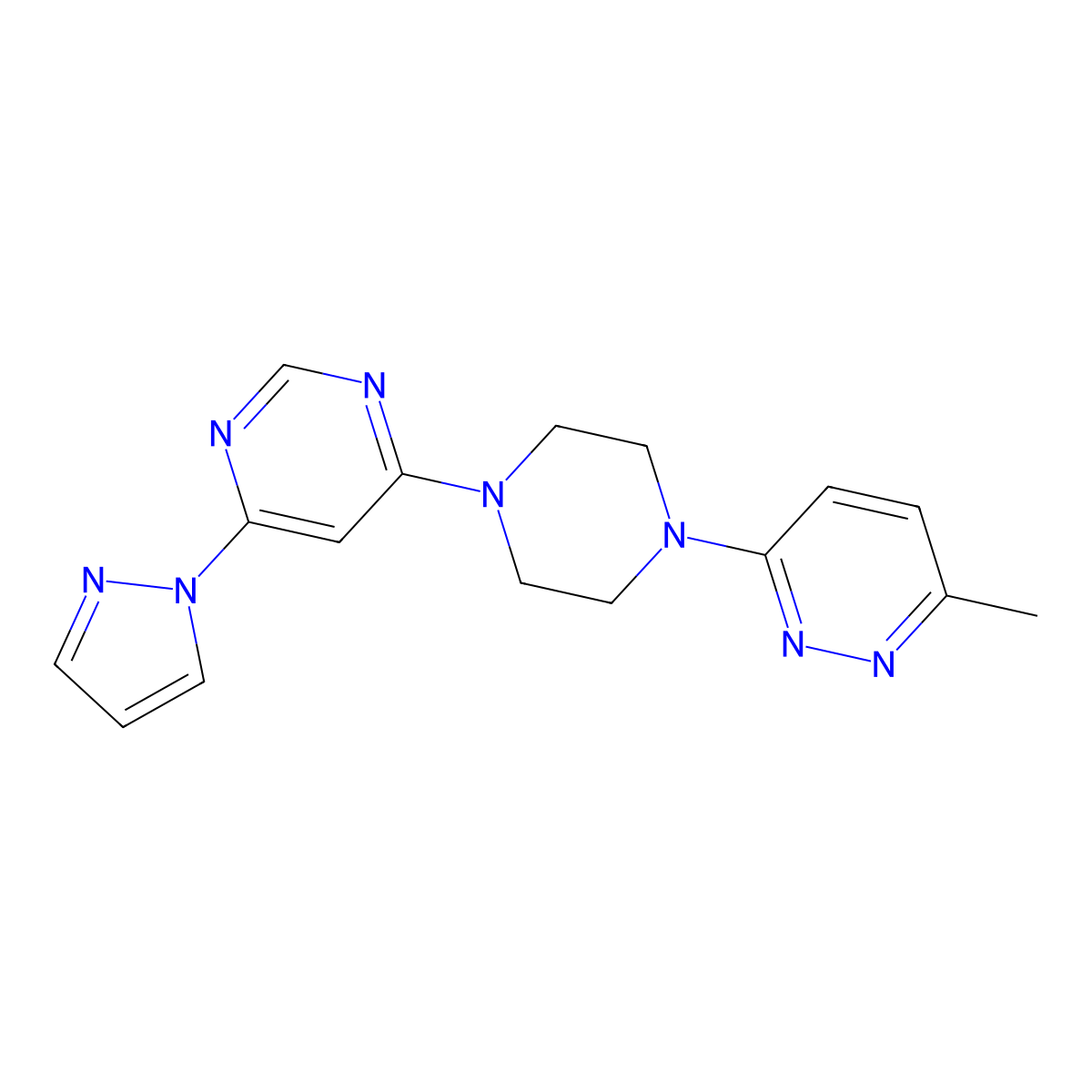 4-[4-(6-methylpyridazin-3-yl)piperazin-1-yl]-6-(1H-pyrazol-1-yl)pyrimidine molecular structure, CAS 2640962-28-1