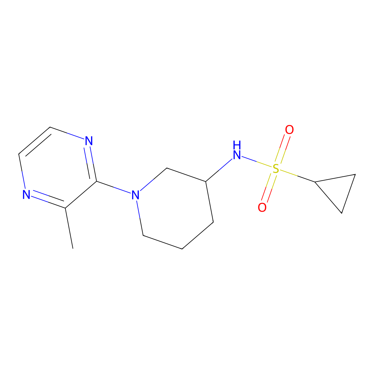 N-[1-(3-methylpyrazin-2-yl)piperidin-3-yl]cyclopropanesulfonamide molecular structure, CAS 2640962-31-6