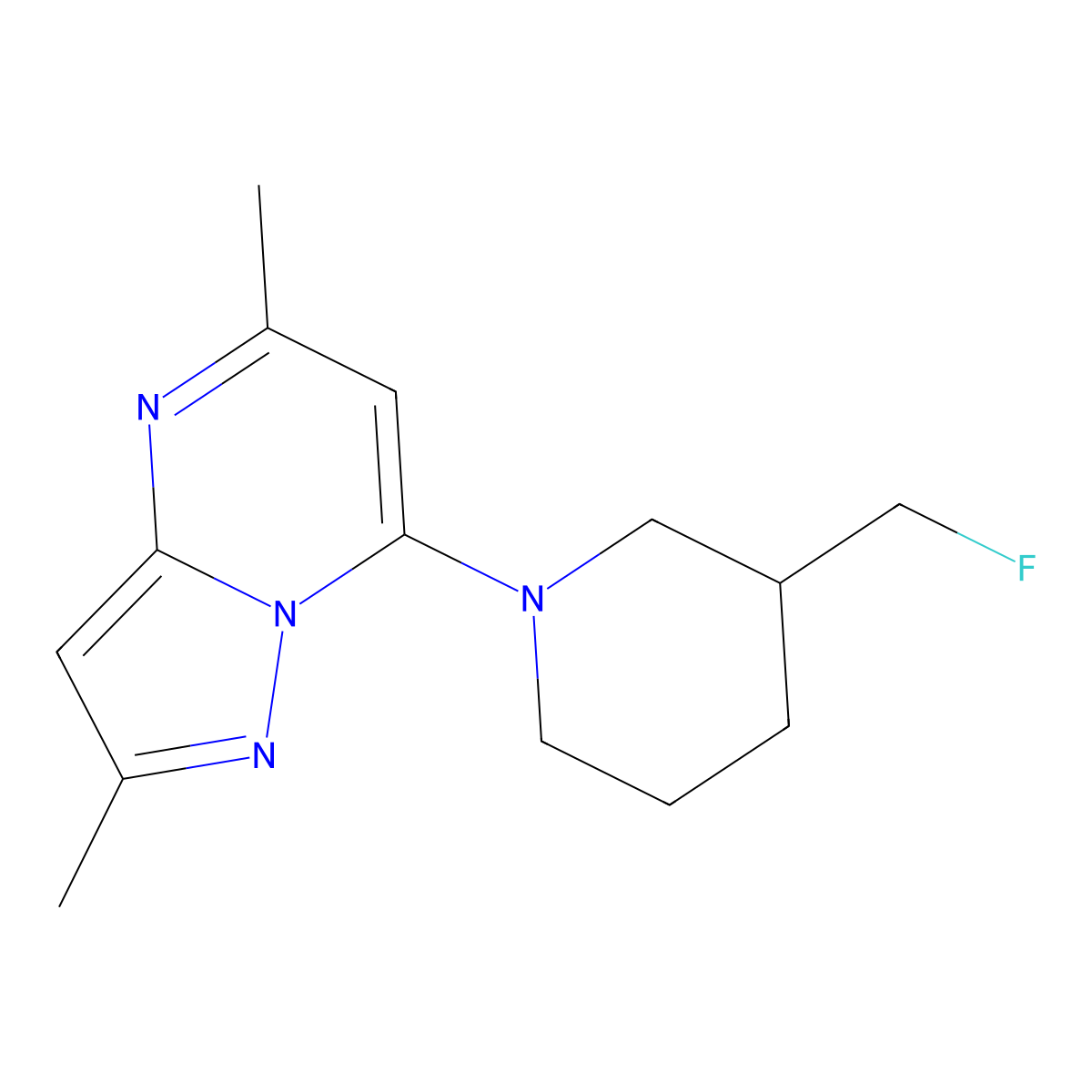 1-{2,5-Dimethylpyrazolo[1,5-a]pyrimidin-7-yl}-3-(fluoromethyl)piperidine molecular structure, CAS 2640962-36-1
