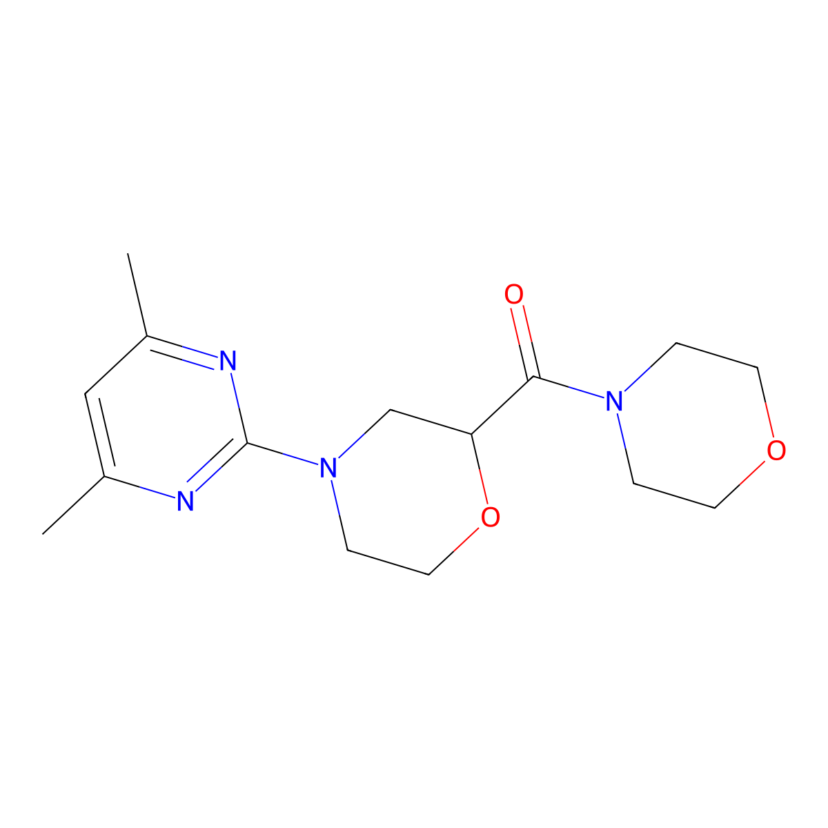 4-(4,6-Dimethylpyrimidin-2-yl)-2-(morpholine-4-carbonyl)morpholine molecular structure, CAS 2640962-48-5