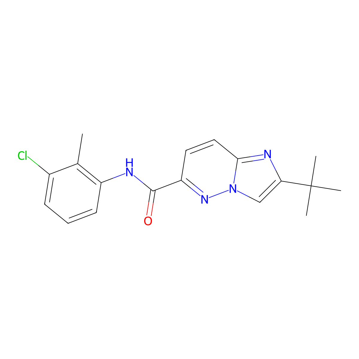 2-tert-butyl-N-(3-chloro-2-methylphenyl)imidazo[1,2-b]pyridazine-6-carboxamide molecular structure, CAS 2640962-60-1
