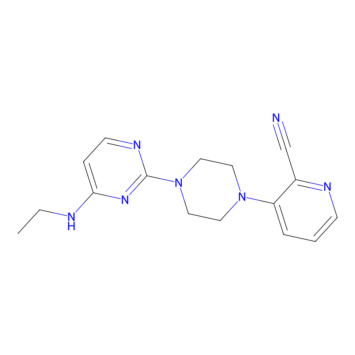 3-{4-[4-(Ethylamino)pyrimidin-2-yl]piperazin-1-yl}pyridine-2-carbonitrile molecular structure, CAS 2640962-69-0