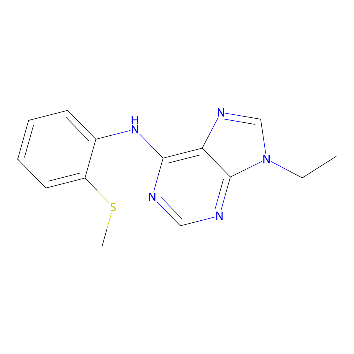 9-ethyl-N-[2-(methylsulfanyl)phenyl]-9H-purin-6-amine molecular structure, CAS 2640962-70-3
