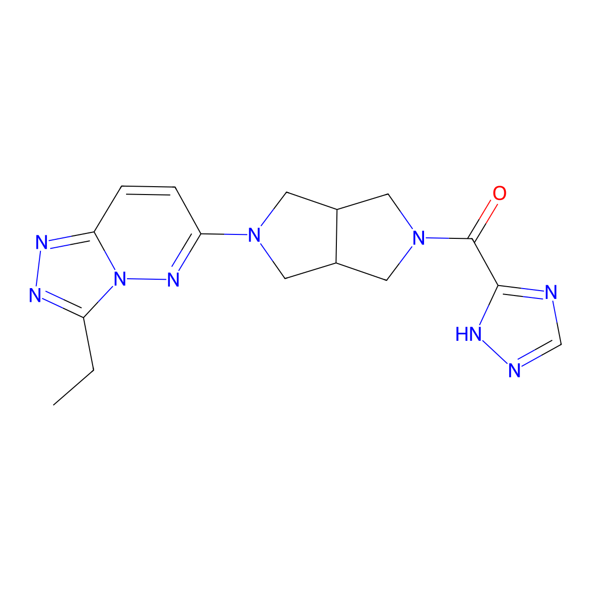 3-(5-{3-ethyl-[1,2,4]triazolo[4,3-b]pyridazin-6-yl}-octahydropyrrolo[3,4-c]pyrrole-2-carbonyl)-1H-1,2,4-triazole molecular structure, CAS 2640962-73-6