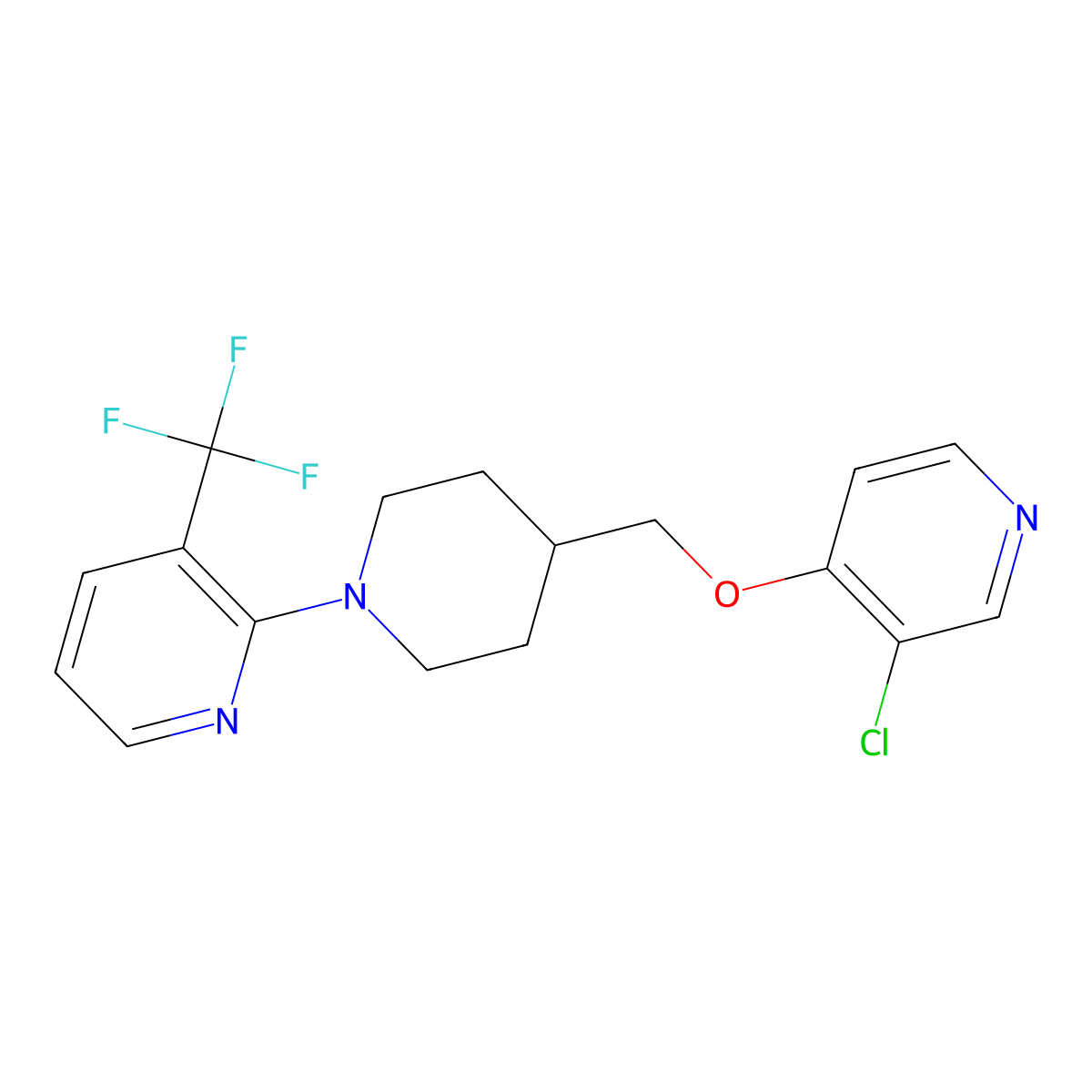 2-(4-{[(3-Chloropyridin-4-yl)oxy]methyl}piperidin-1-yl)-3-(trifluoromethyl)pyridine molecular structure, CAS 2640962-79-2