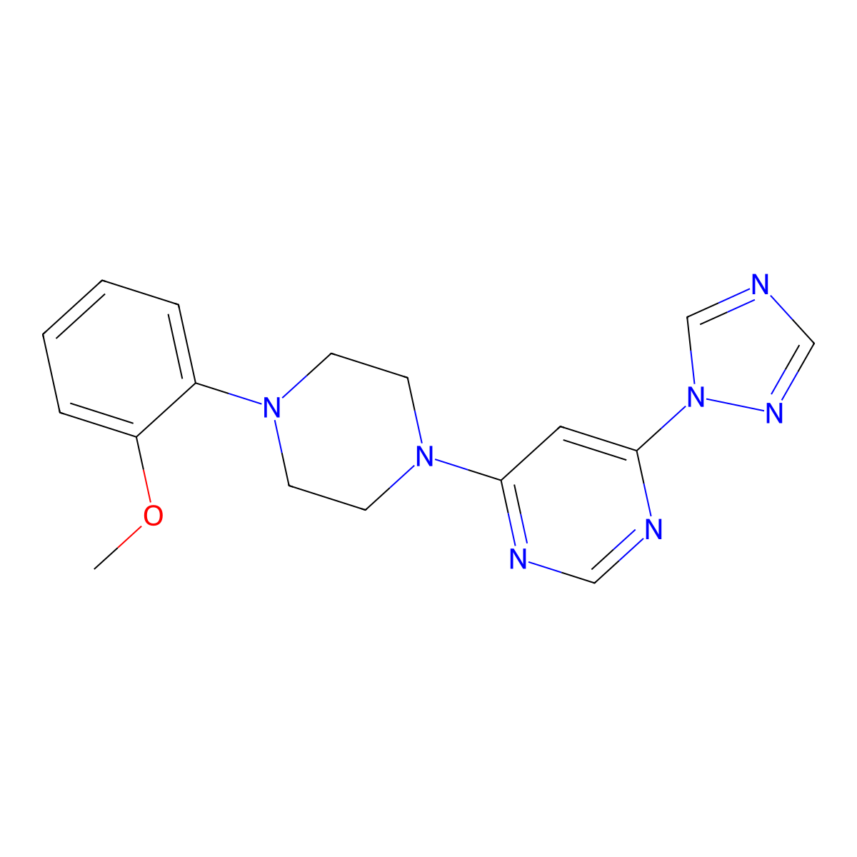 4-[4-(2-methoxyphenyl)piperazin-1-yl]-6-(1H-1,2,4-triazol-1-yl)pyrimidine molecular structure, CAS 2640962-82-7