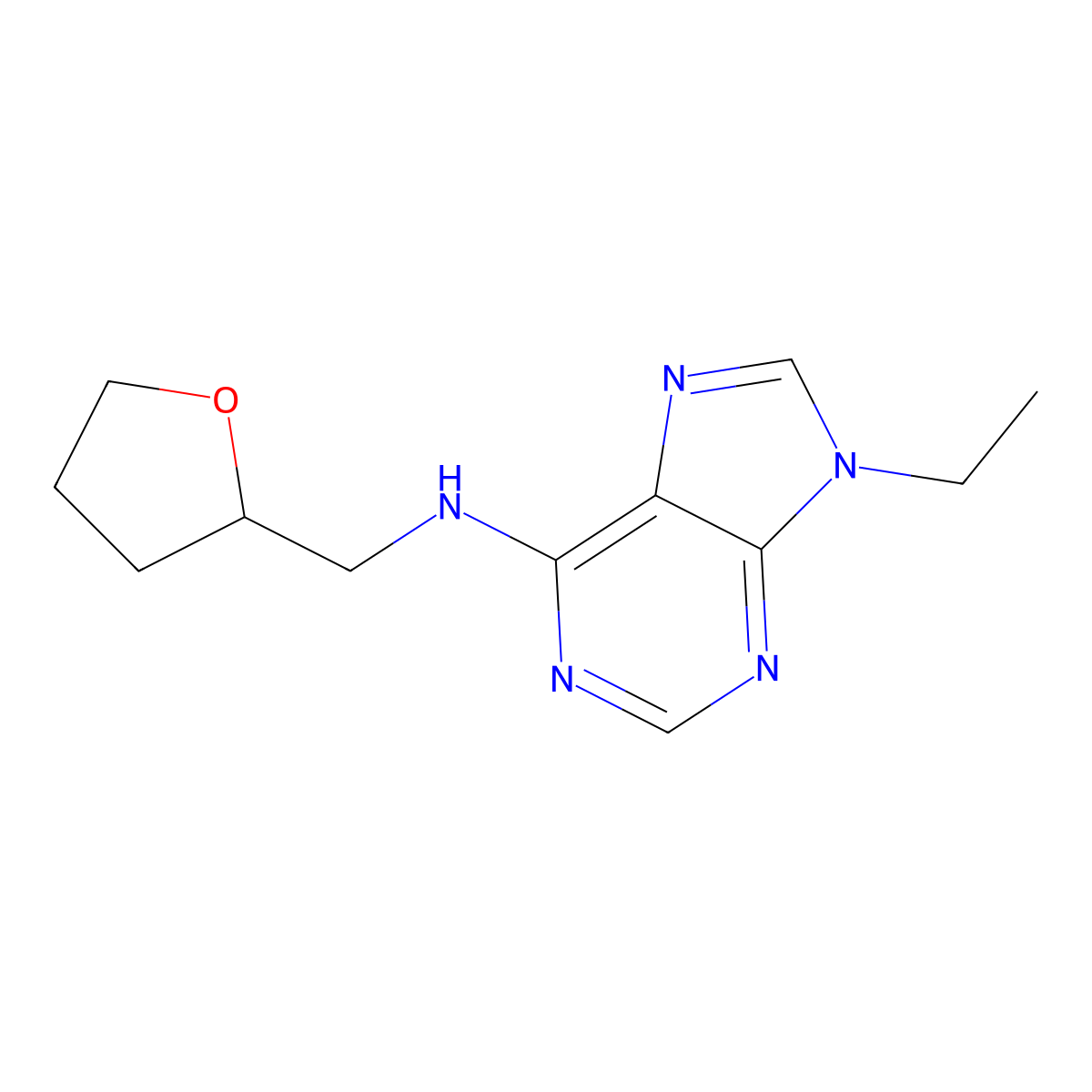 9-ethyl-N-[(oxolan-2-yl)methyl]-9H-purin-6-amine molecular structure, CAS 2640962-83-8