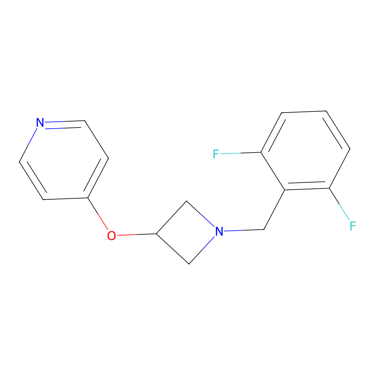 4-({1-[(2,6-Difluorophenyl)methyl]azetidin-3-yl}oxy)pyridine molecular structure, CAS 2640962-84-9