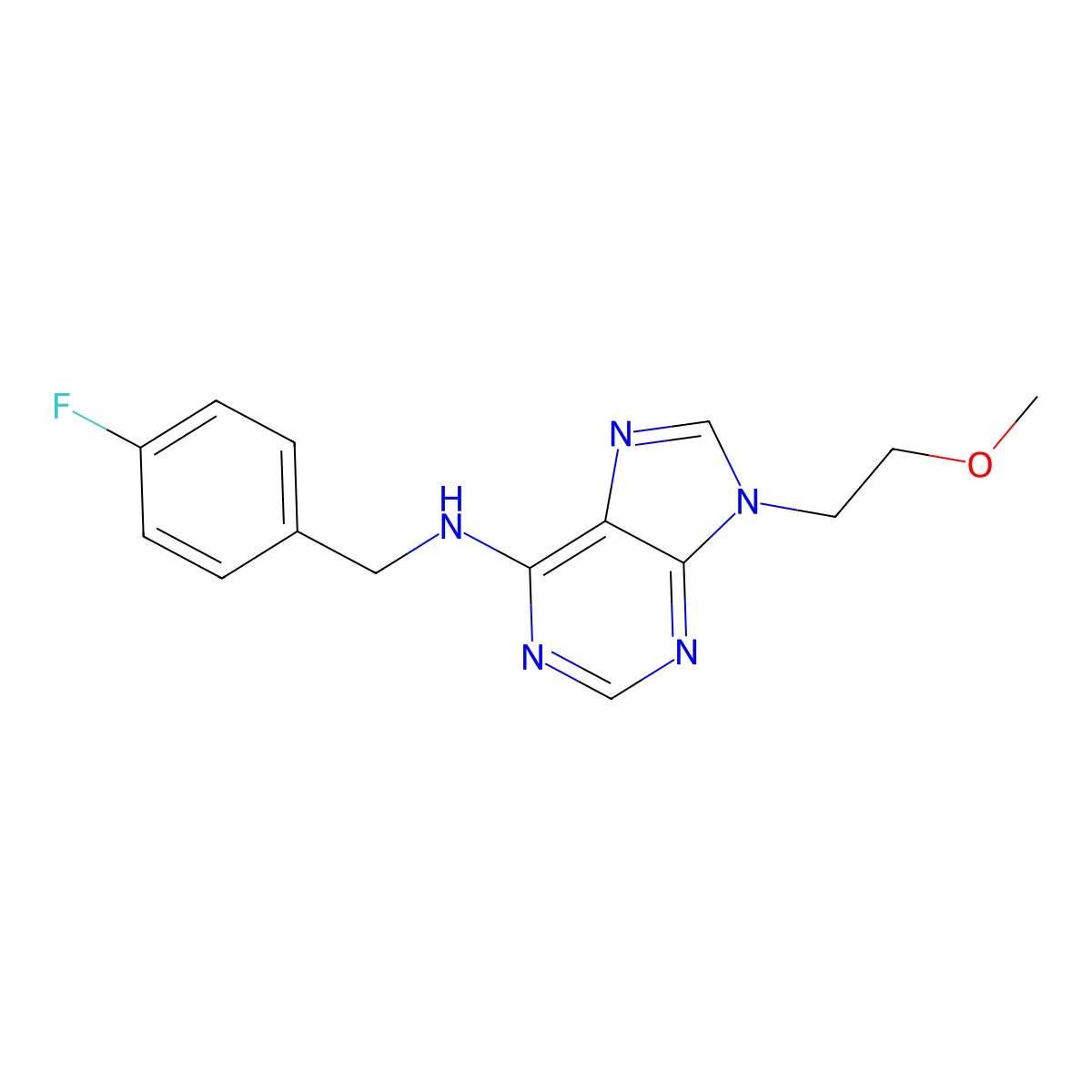 N-[(4-fluorophenyl)methyl]-9-(2-methoxyethyl)-9H-purin-6-amine molecular structure, CAS 2640962-88-3