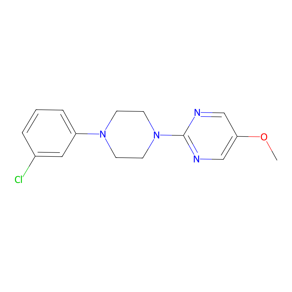 2-[4-(3-Chlorophenyl)piperazin-1-yl]-5-methoxypyrimidine molecular structure, CAS 2640962-89-4