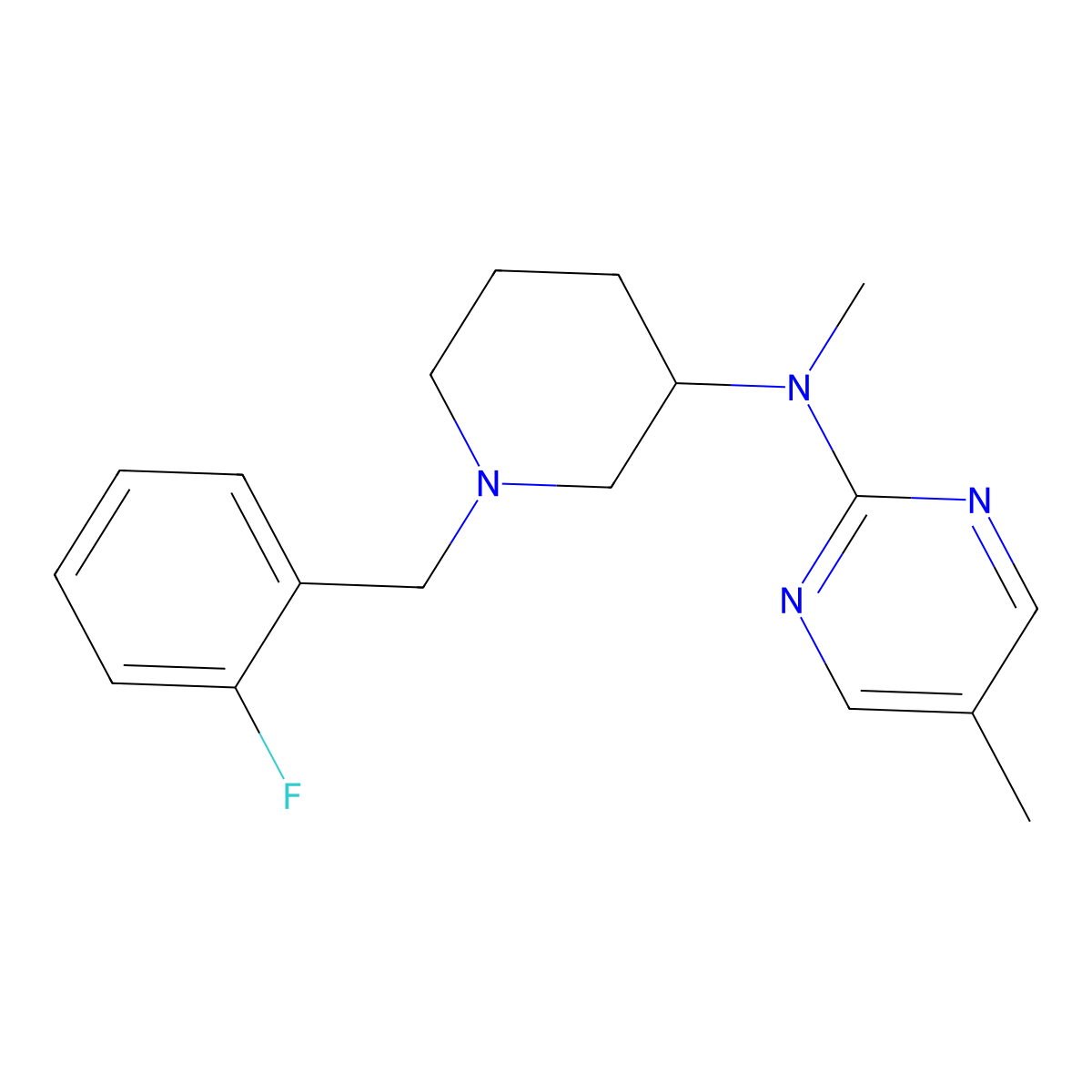 N-{1-[(2-fluorophenyl)methyl]piperidin-3-yl}-N,5-dimethylpyrimidin-2-amine molecular structure, CAS 2640962-92-9