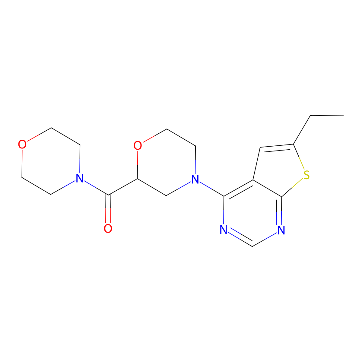 4-{6-Ethylthieno[2,3-d]pyrimidin-4-yl}-2-(morpholine-4-carbonyl)morpholine molecular structure, CAS 2640962-97-4