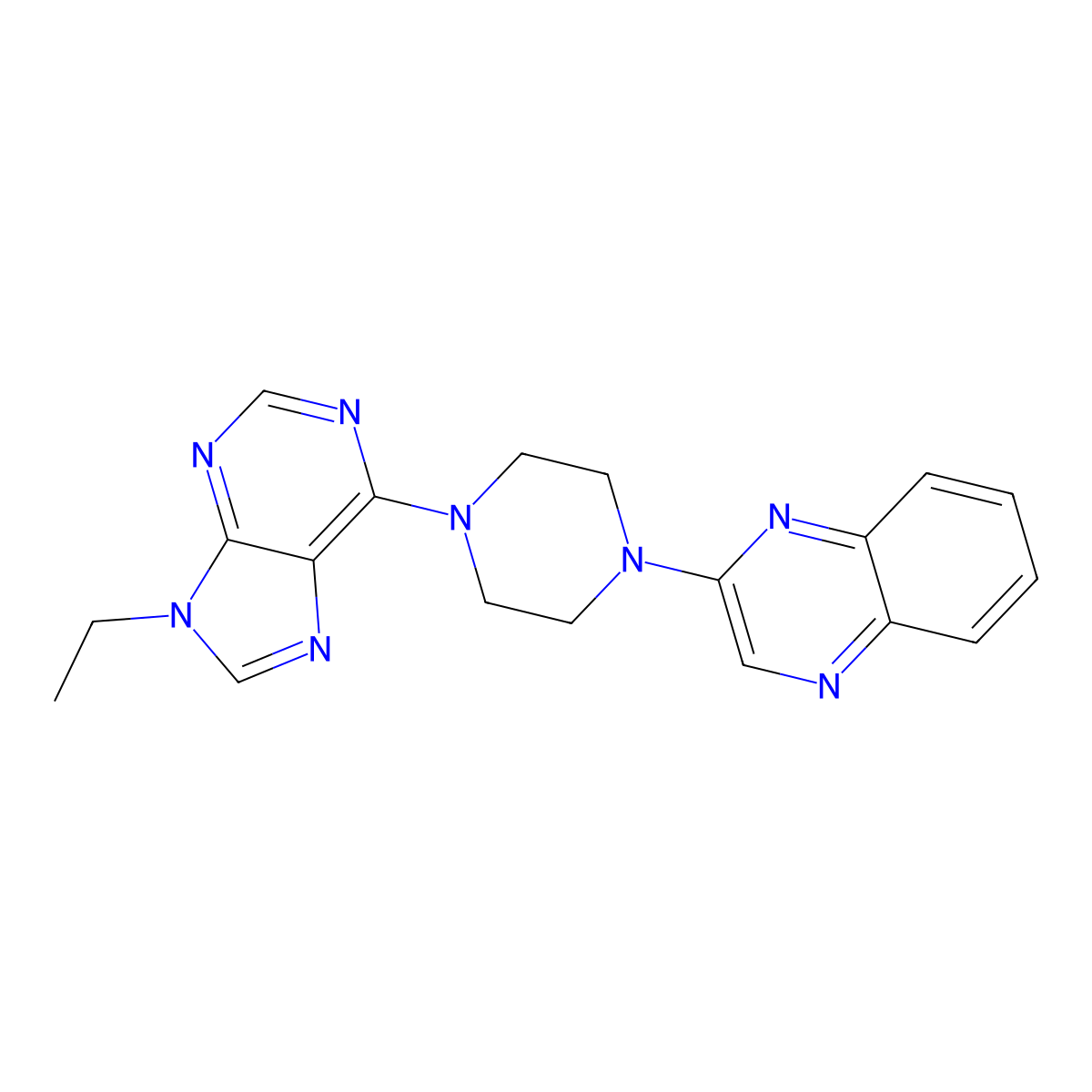 2-[4-(9-ethyl-9H-purin-6-yl)piperazin-1-yl]quinoxaline molecular structure, CAS 2640962-98-5