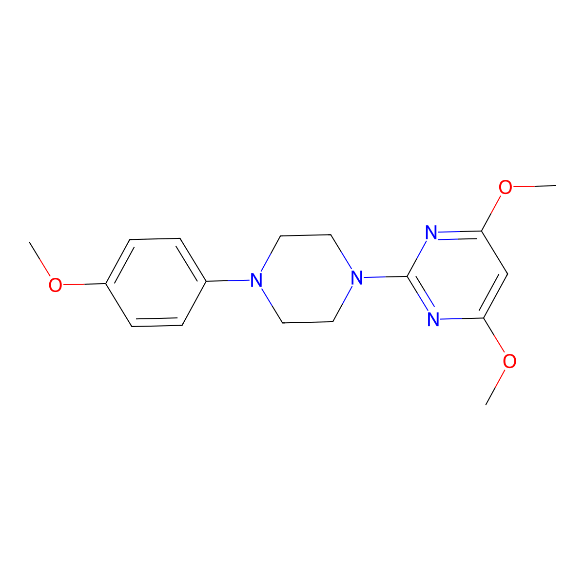 4,6-Dimethoxy-2-[4-(4-methoxyphenyl)piperazin-1-yl]pyrimidine molecular structure, CAS 2640963-09-1