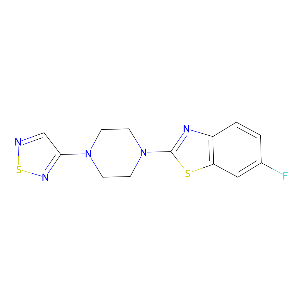 6-Fluoro-2-[4-(1,2,5-thiadiazol-3-yl)piperazin-1-yl]-1,3-benzothiazole molecular structure, CAS 2640963-25-1