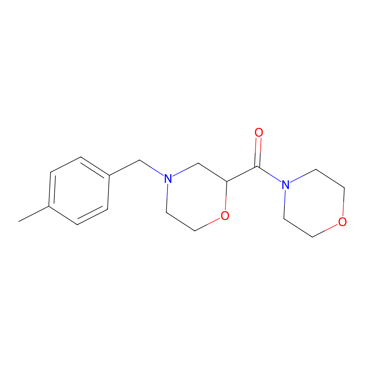 4-[(4-Methylphenyl)methyl]-2-(morpholine-4-carbonyl)morpholine molecular structure, CAS 2640963-28-4