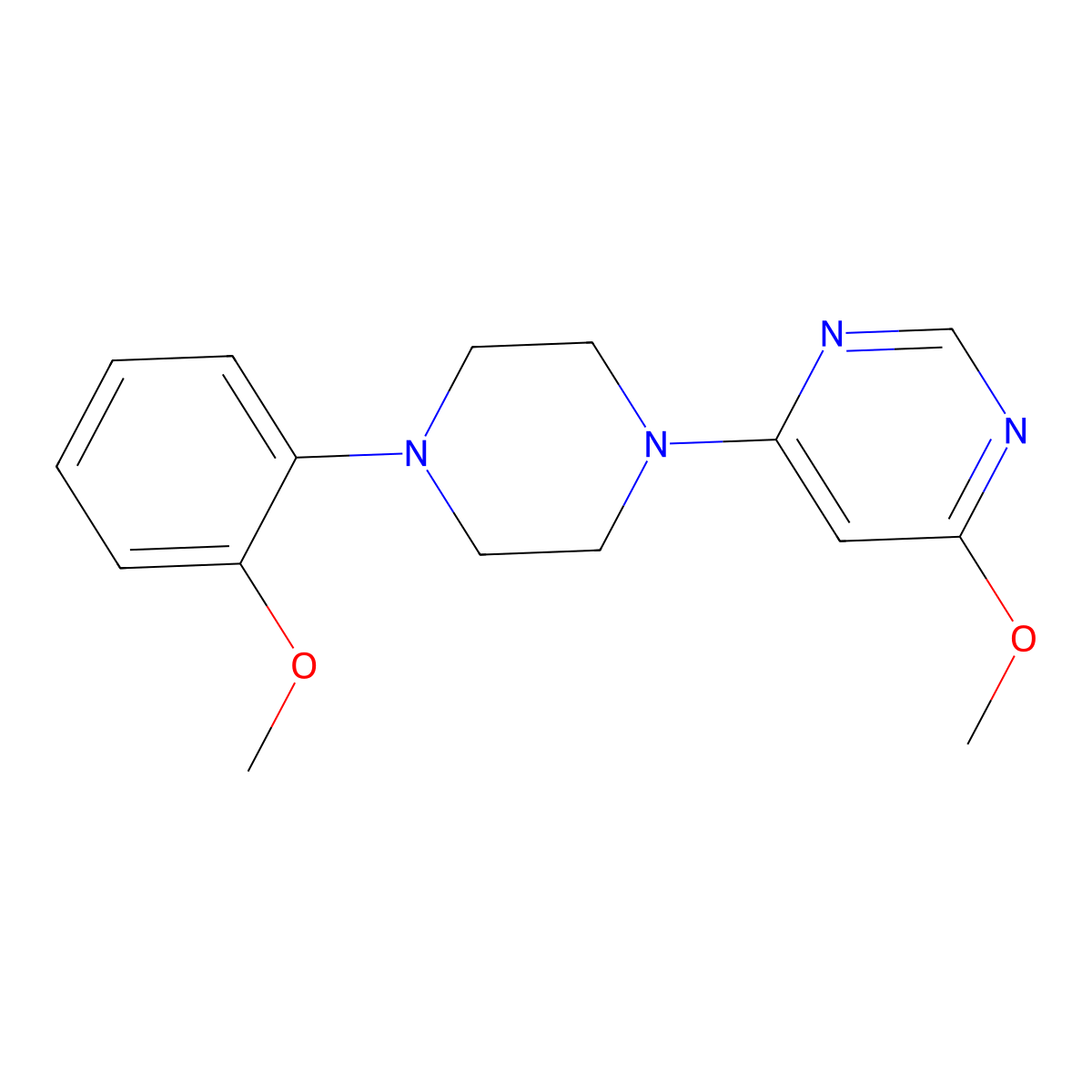 4-Methoxy-6-[4-(2-methoxyphenyl)piperazin-1-yl]pyrimidine molecular structure, CAS 2640963-31-9