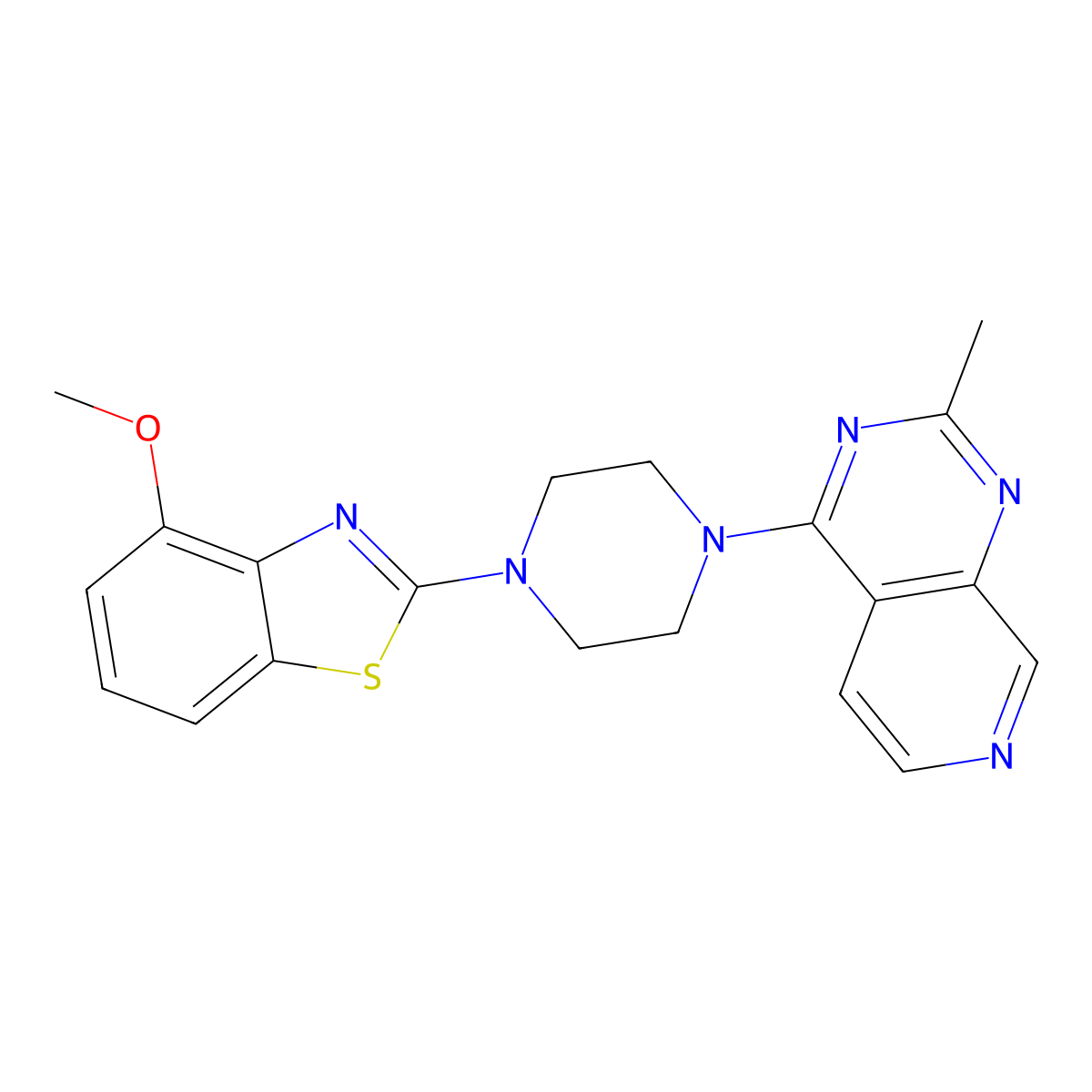 4-Methoxy-2-(4-{2-methylpyrido[3,4-d]pyrimidin-4-yl}piperazin-1-yl)-1,3-benzothiazole molecular structure, CAS 2640963-32-0