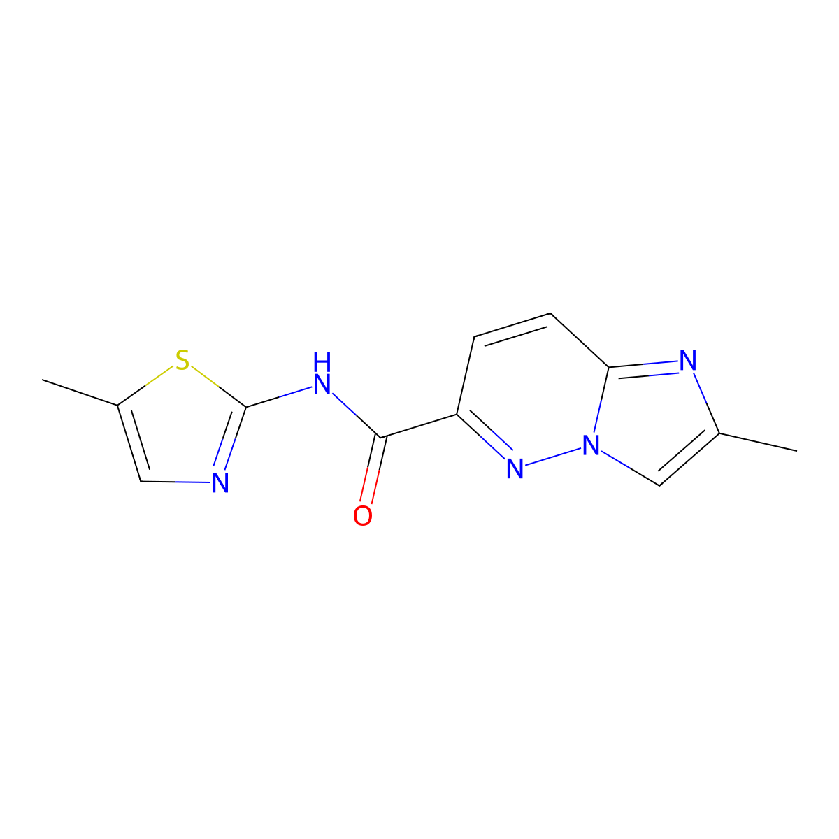2-methyl-N-(5-methyl-1,3-thiazol-2-yl)imidazo[1,2-b]pyridazine-6-carboxamide molecular structure, CAS 2640963-36-4