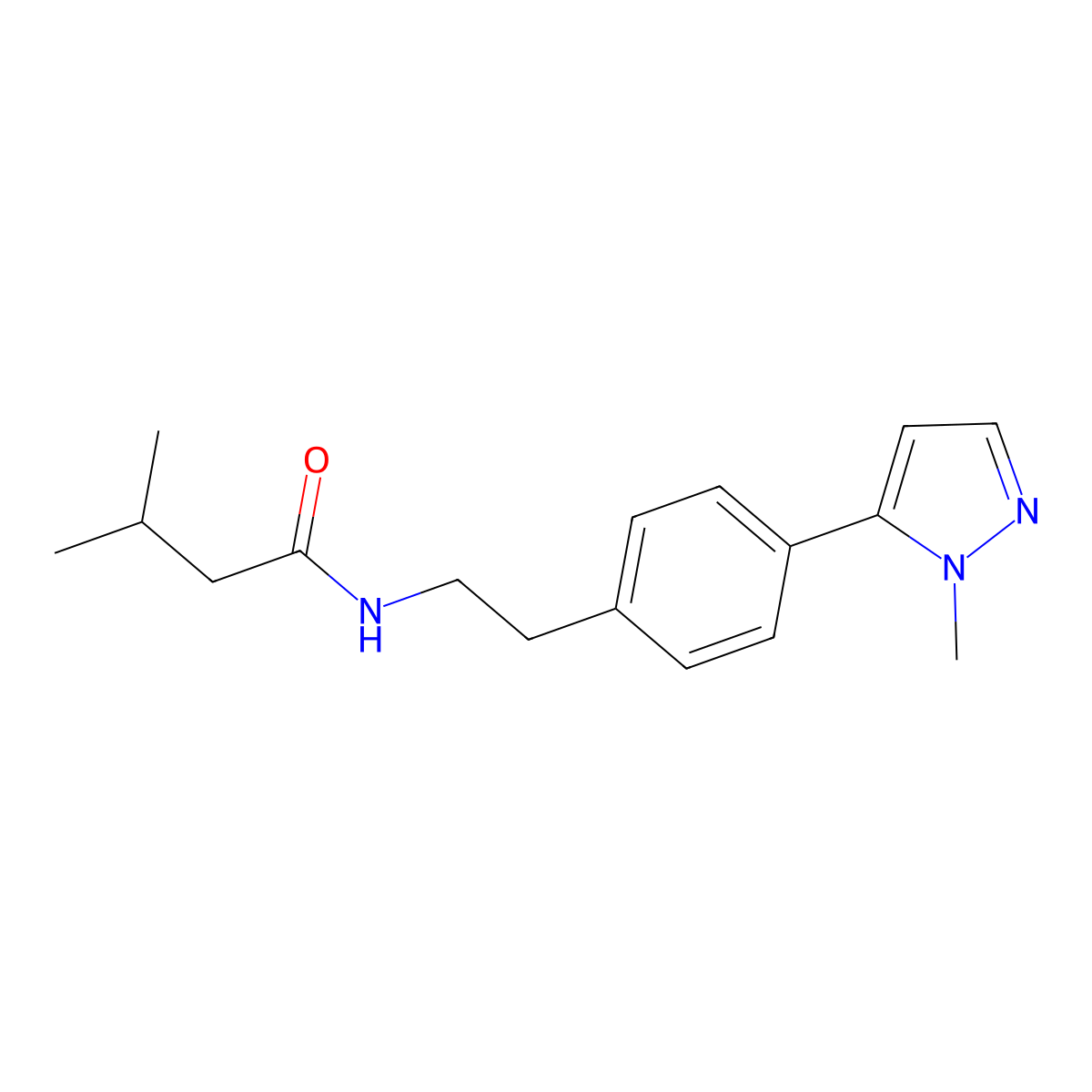 3-methyl-N-{2-[4-(1-methyl-1H-pyrazol-5-yl)phenyl]ethyl}butanamide molecular structure, CAS 2640963-37-5