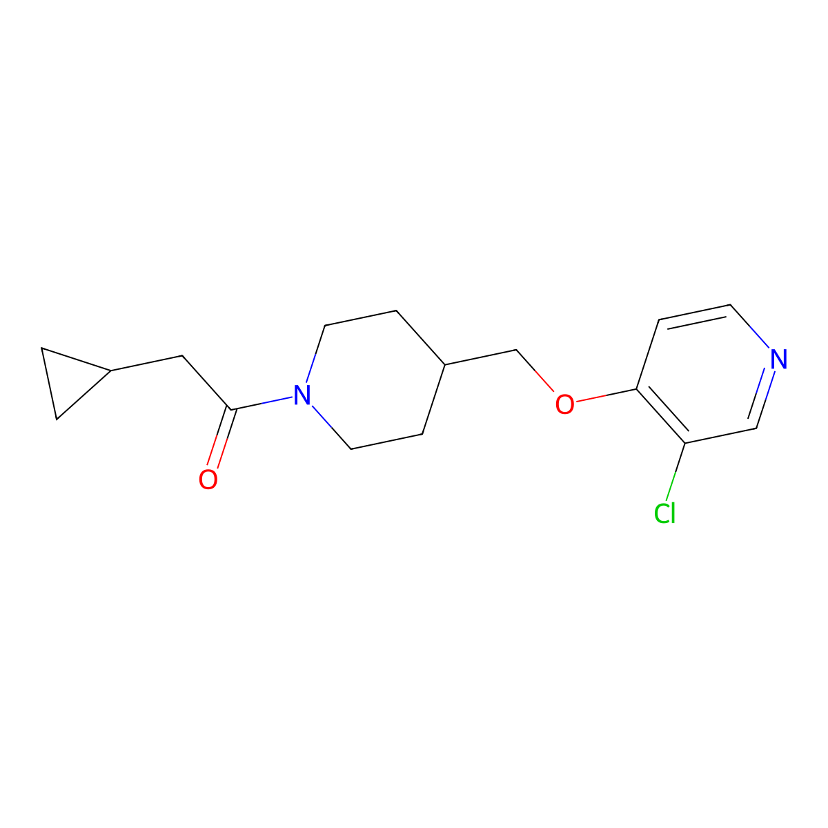 1-(4-{[(3-Chloropyridin-4-yl)oxy]methyl}piperidin-1-yl)-2-cyclopropylethan-1-one molecular structure, CAS 2640963-41-1