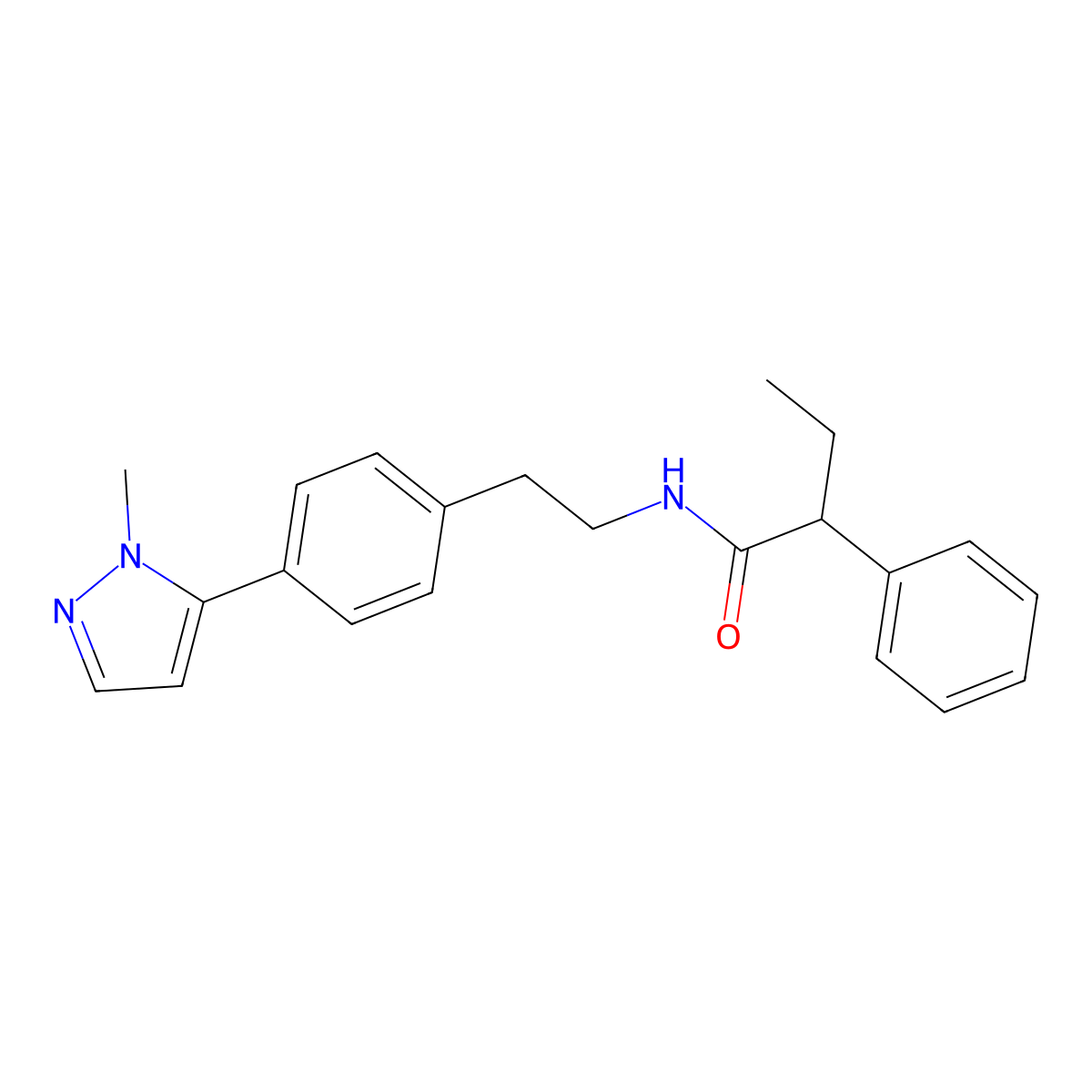 N-{2-[4-(1-methyl-1H-pyrazol-5-yl)phenyl]ethyl}-2-phenylbutanamide molecular structure, CAS 2640963-42-2