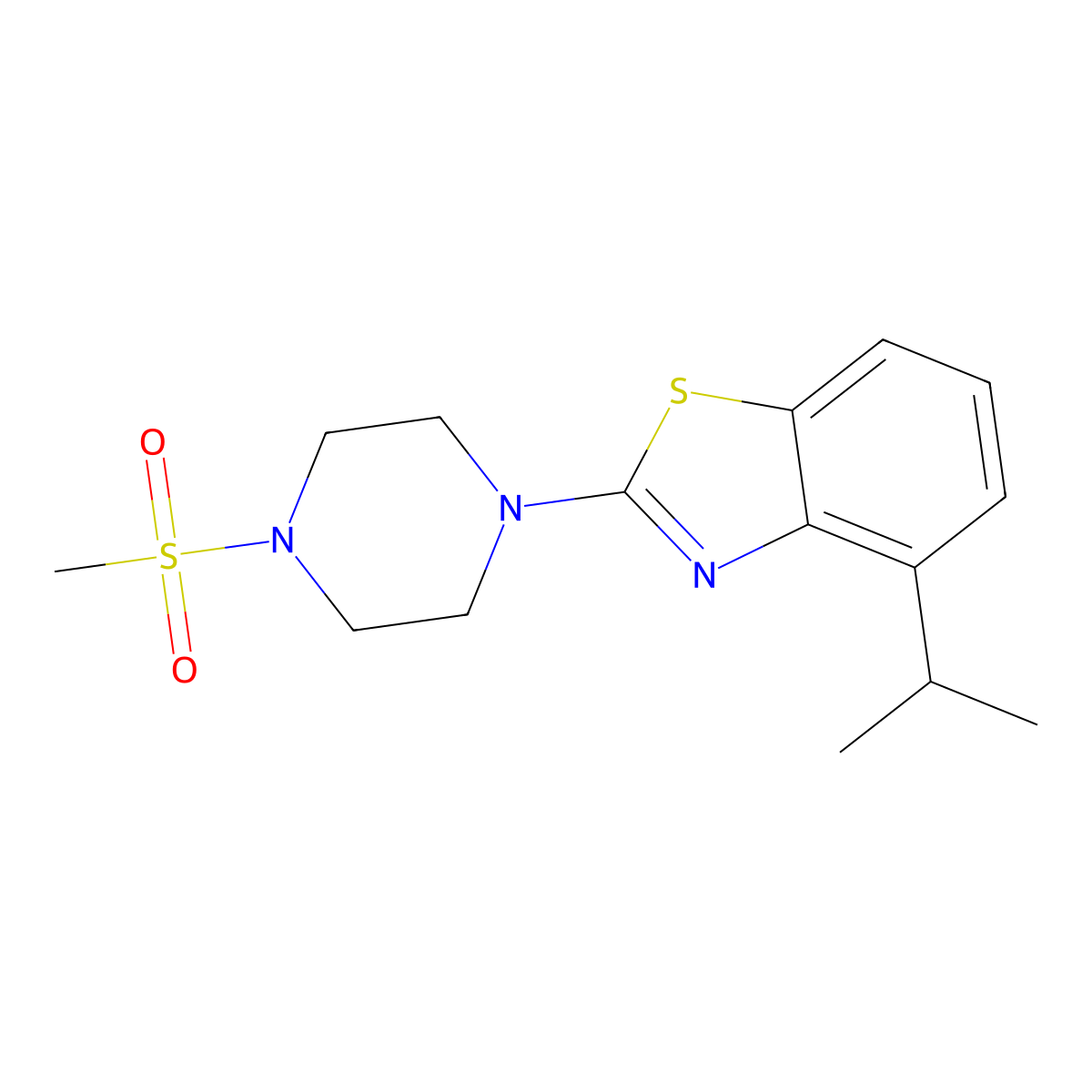 2-(4-Methanesulfonylpiperazin-1-yl)-4-(propan-2-yl)-1,3-benzothiazole molecular structure, CAS 2640963-43-3