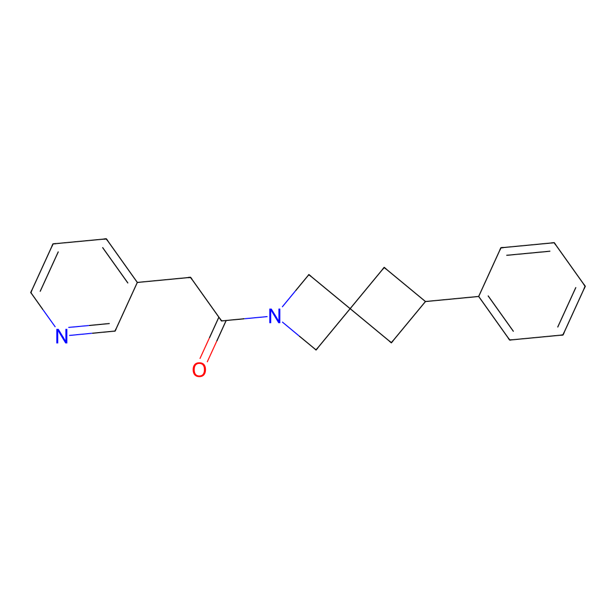 1-{6-Phenyl-2-azaspiro[3.3]heptan-2-yl}-2-(pyridin-3-yl)ethan-1-one molecular structure, CAS 2640963-46-6